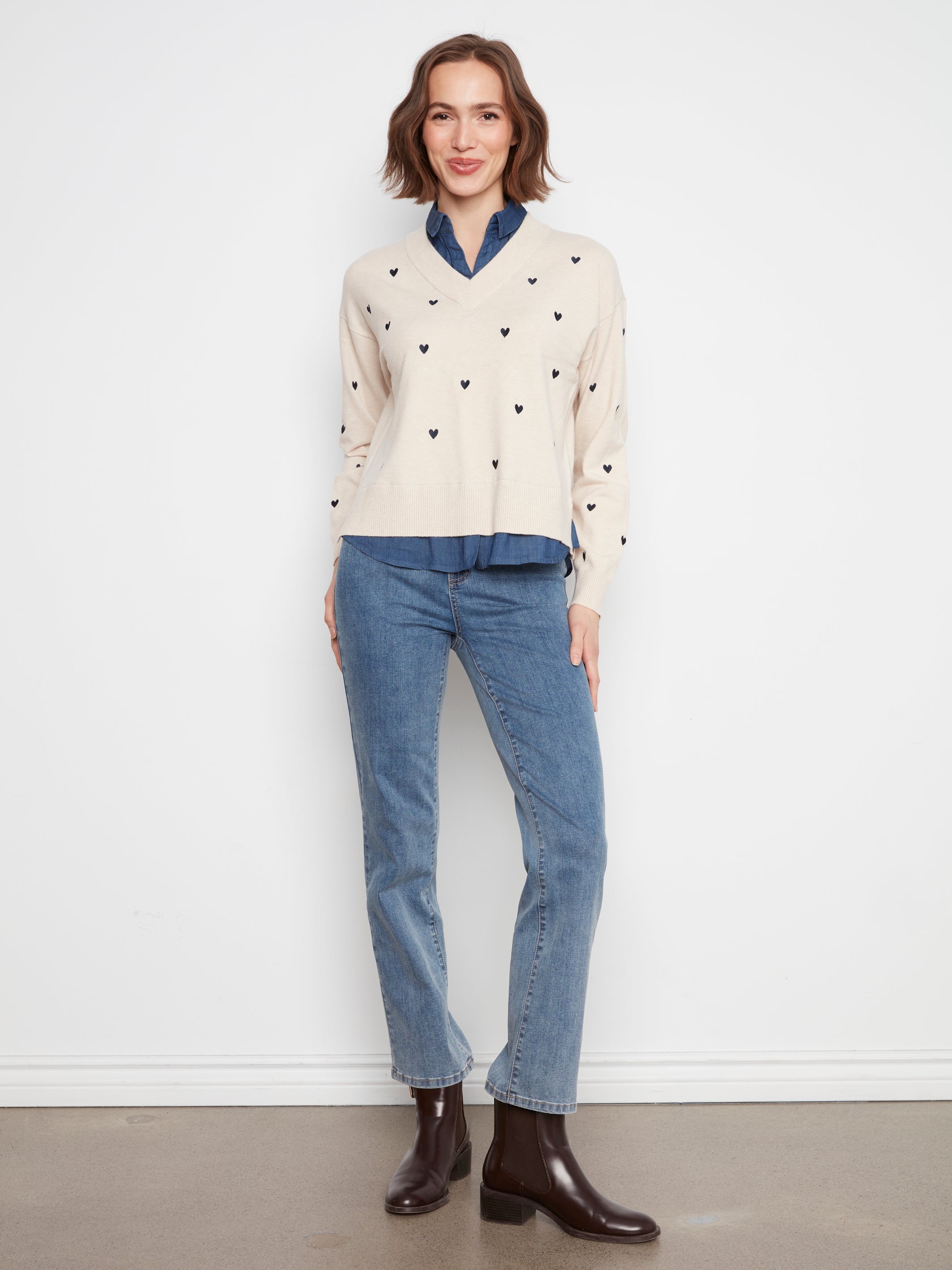 Charlie B Long Sleeve Drop Shoulder Sweater - Style C2084-464A