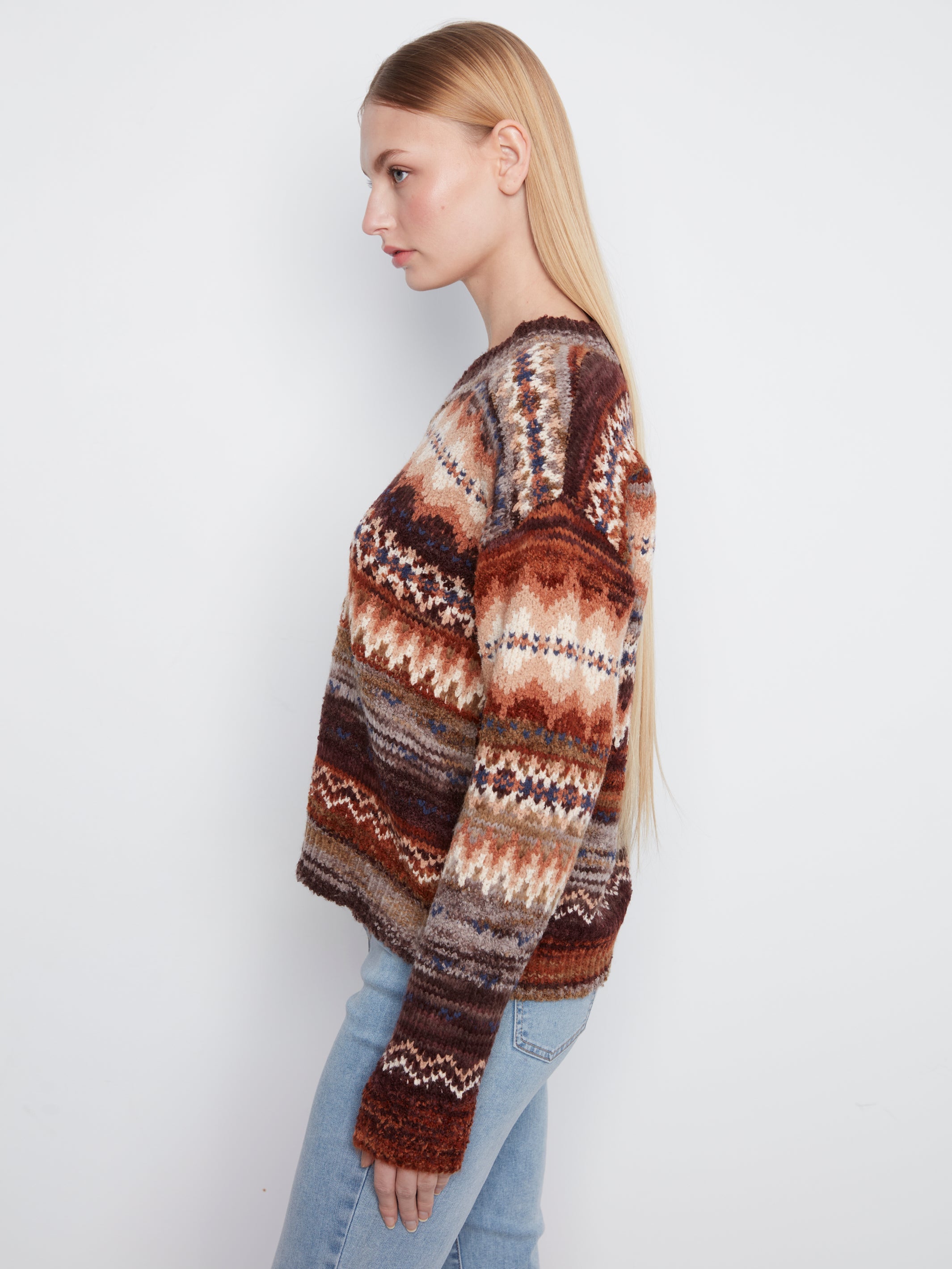 Charlie B V-Neck Space Dye Sweater - Style C2108-646C