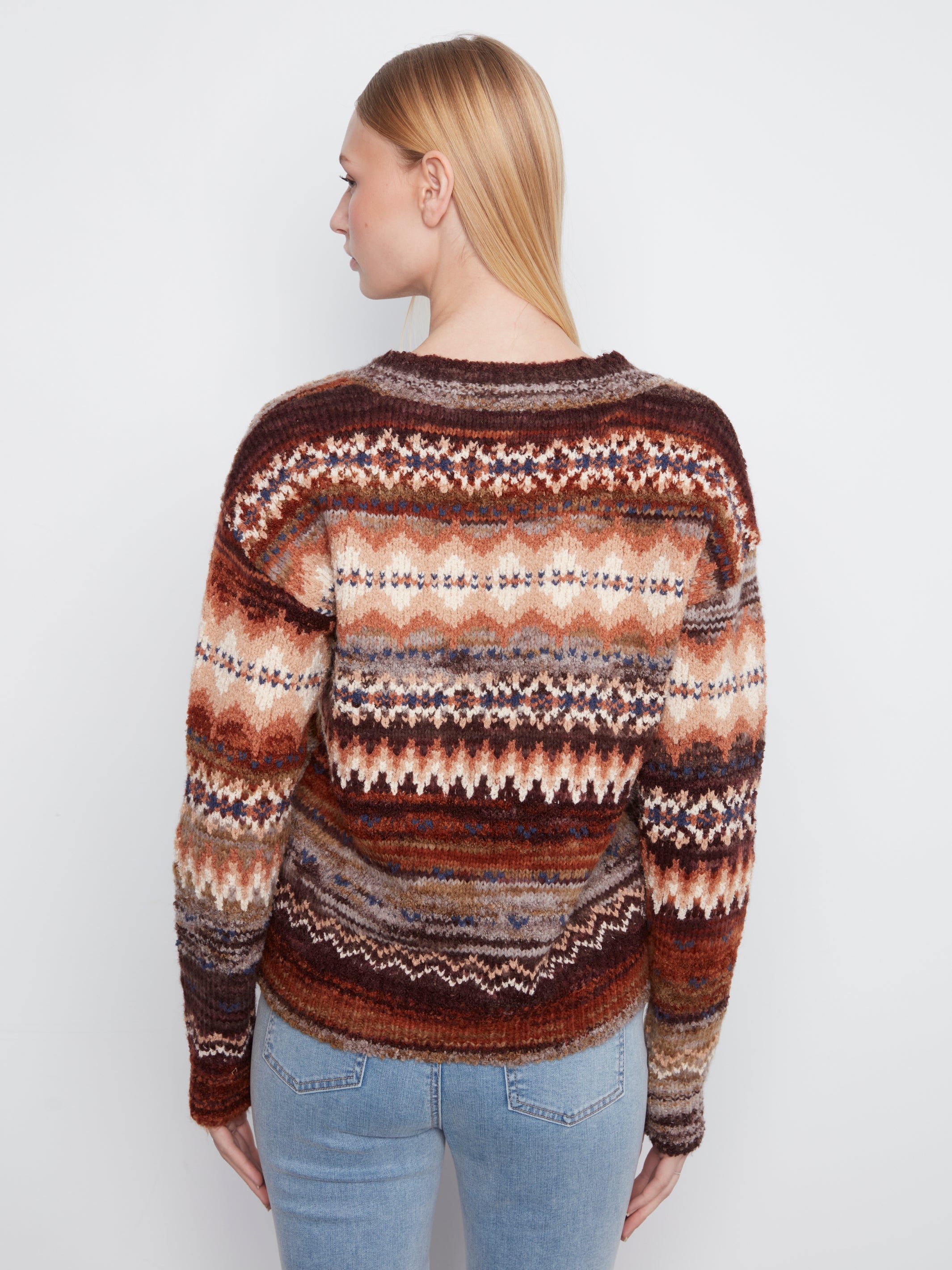Charlie B V-Neck Space Dye Sweater - Style C2108-646C