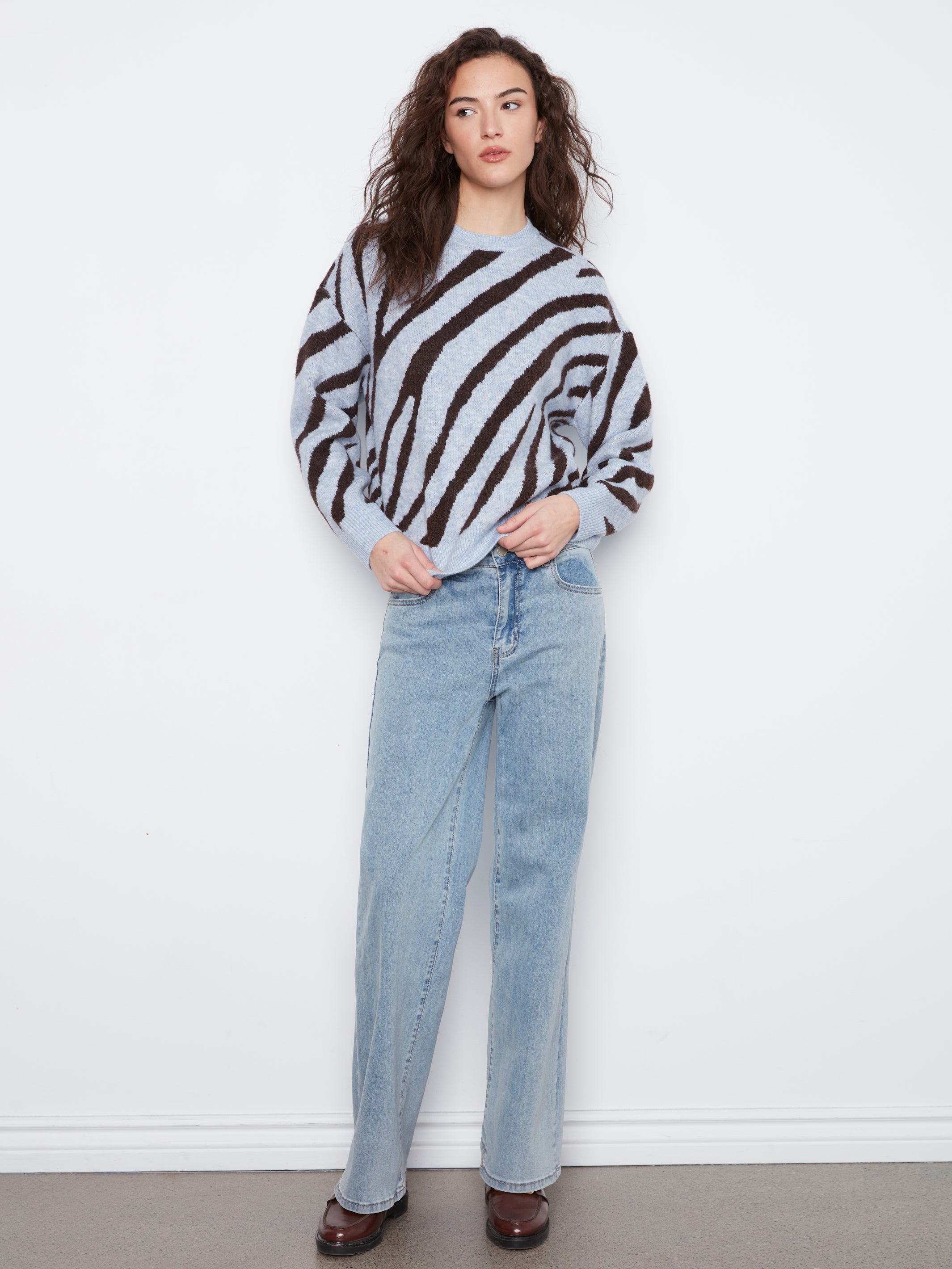 Charlie B Animal Print Knit Sweater - Style C2153-721C