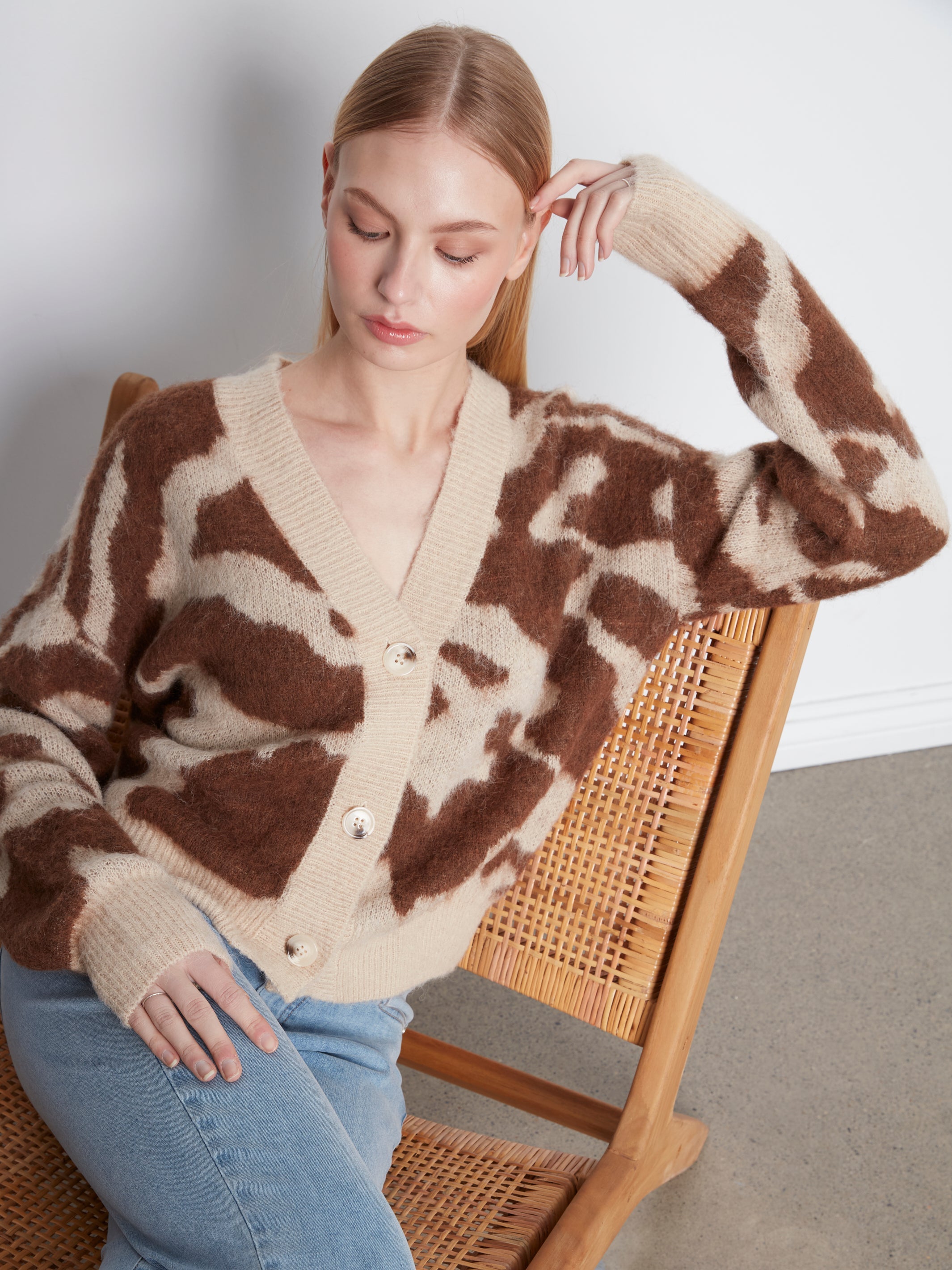 Charlie B Long Sleeve Drop Shoulder Cardigan - Style C2164-809C