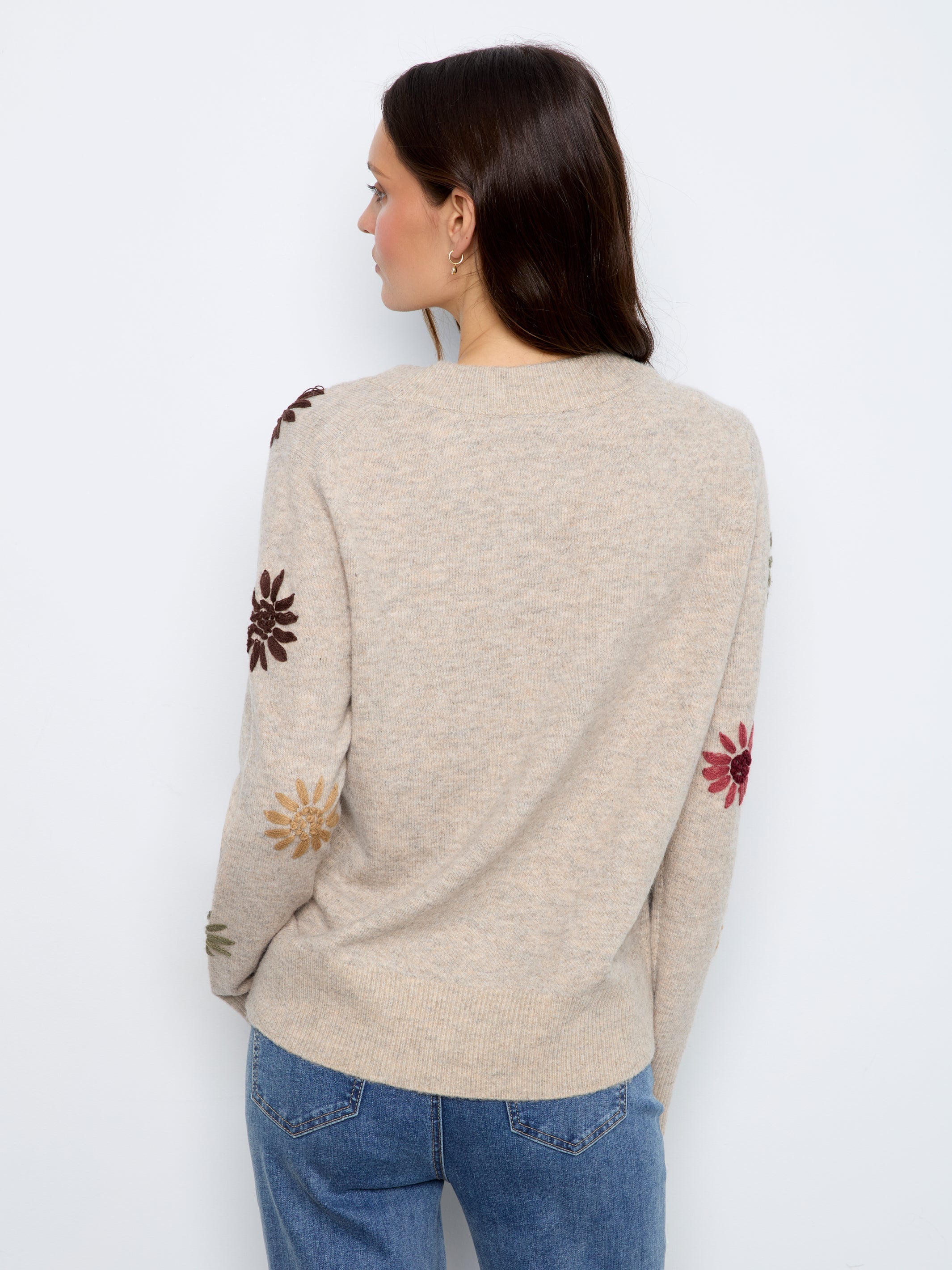 Embroidered V-Neck Sweater