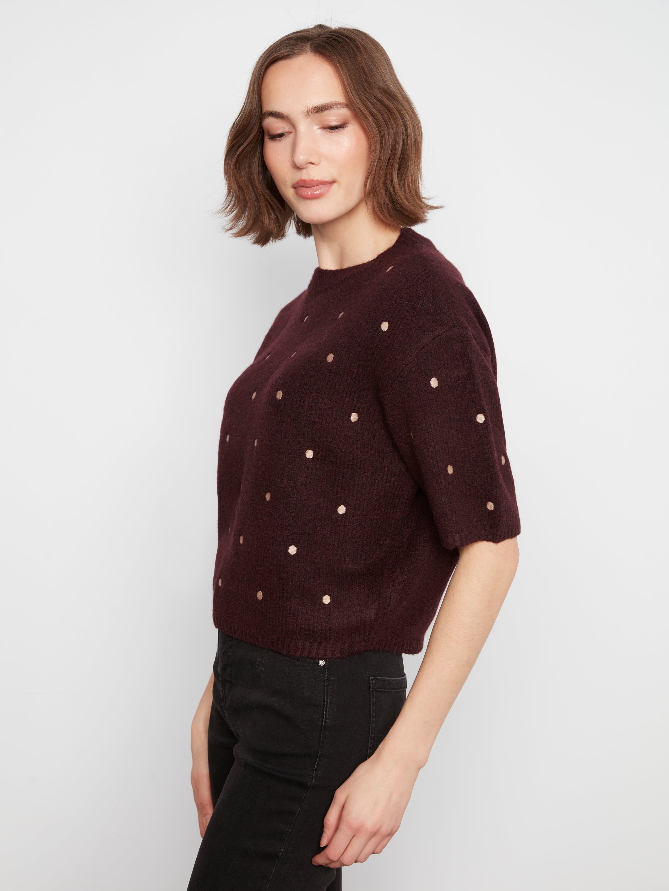 Charlie B Embroidered V-Neck Sweater - Style C2858ER-707C