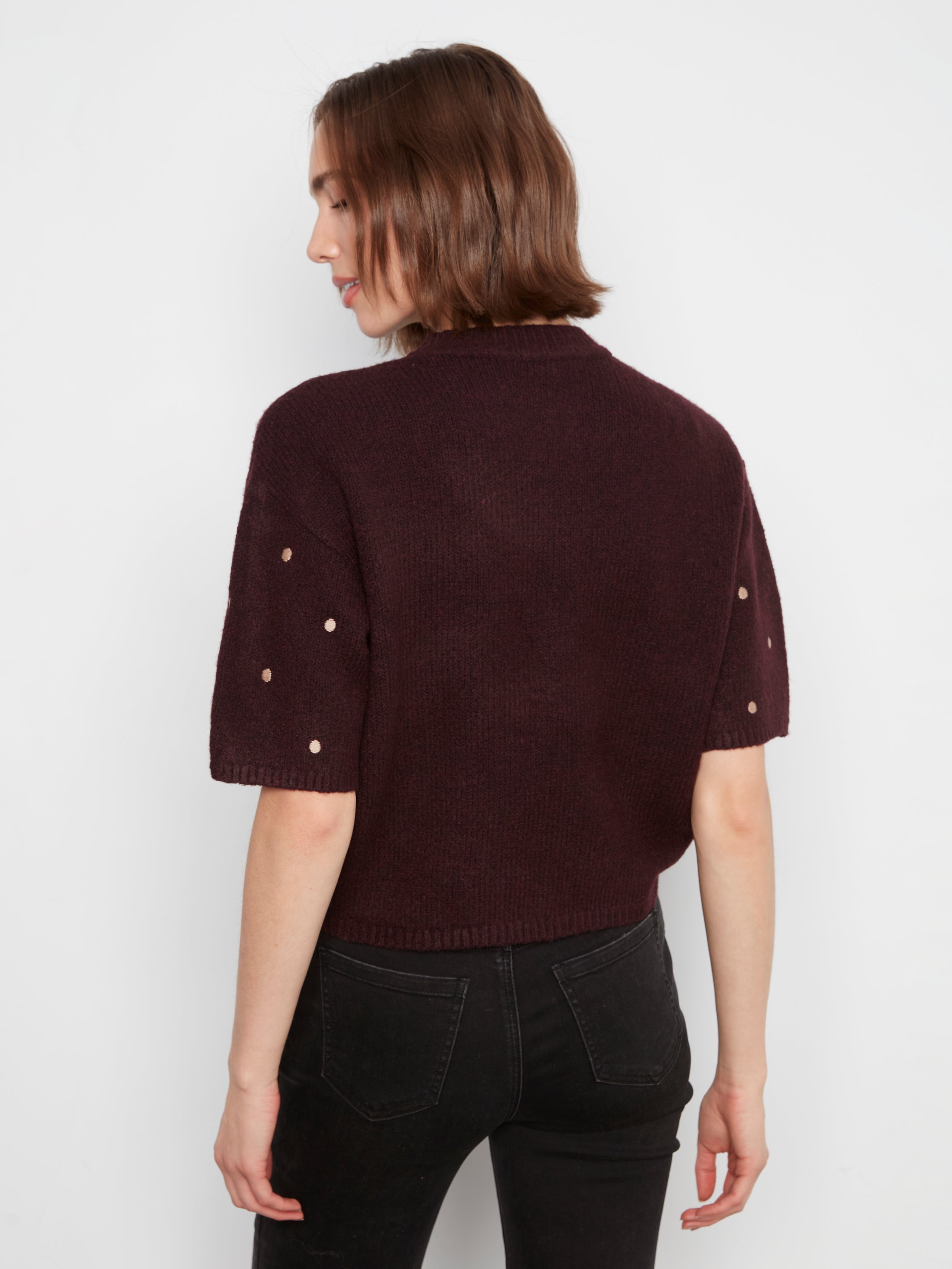 Charlie B Embroidered V-Neck Sweater - Style C2858ER-707C