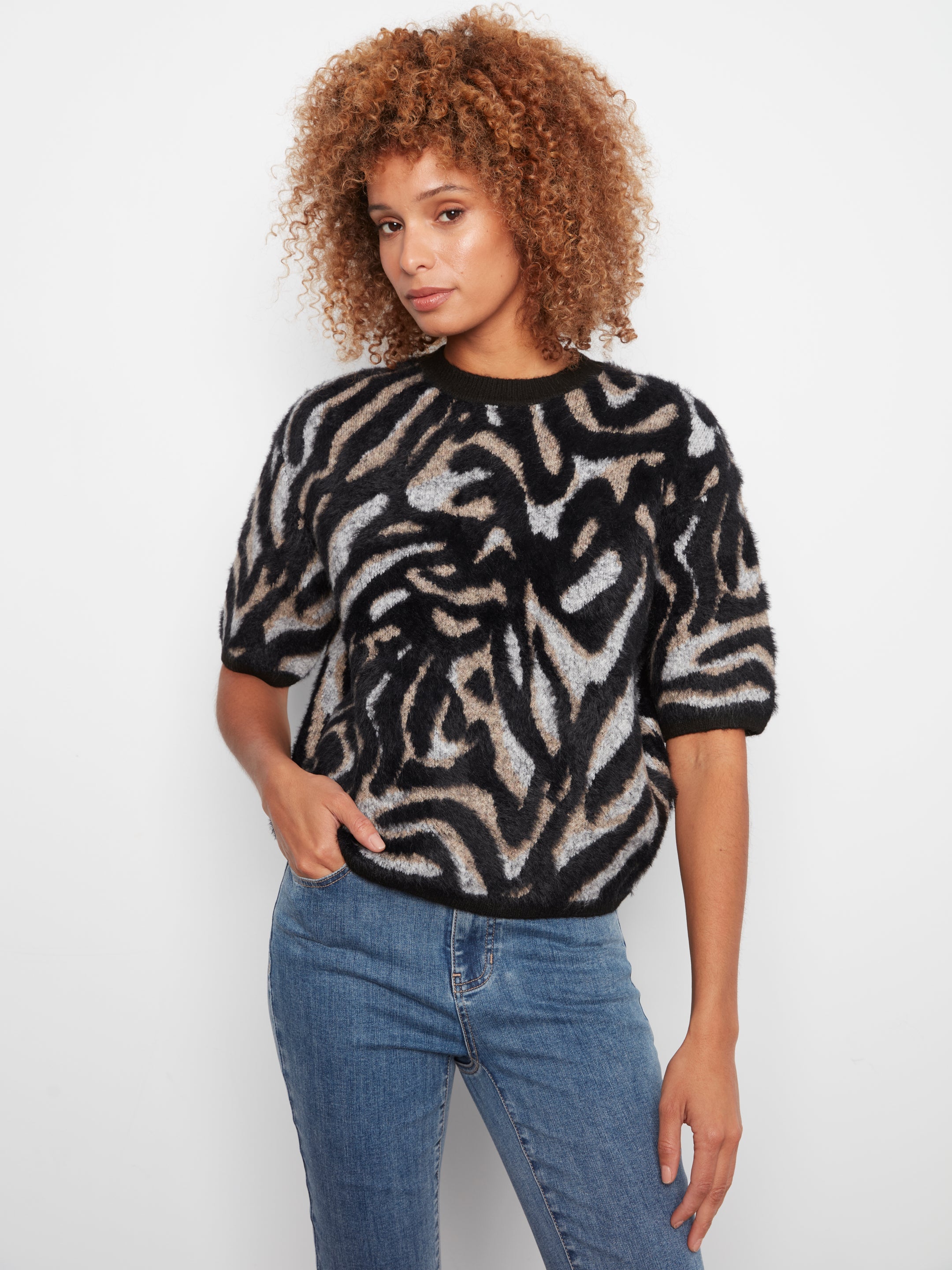 Charlie B Jacquard Sweater - Style C2858J-635C