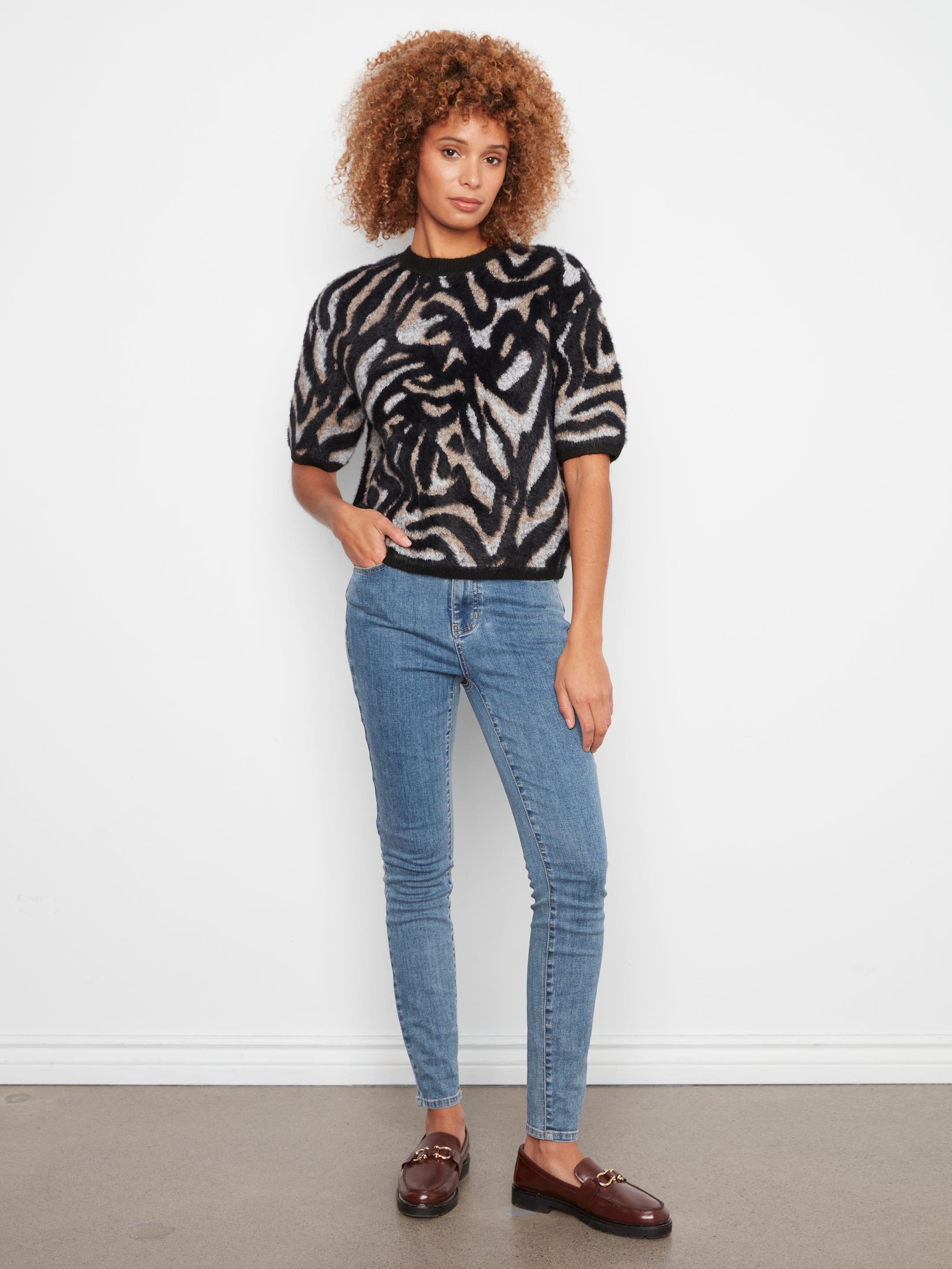 Charlie B Jacquard Sweater - Style C2858J-635C