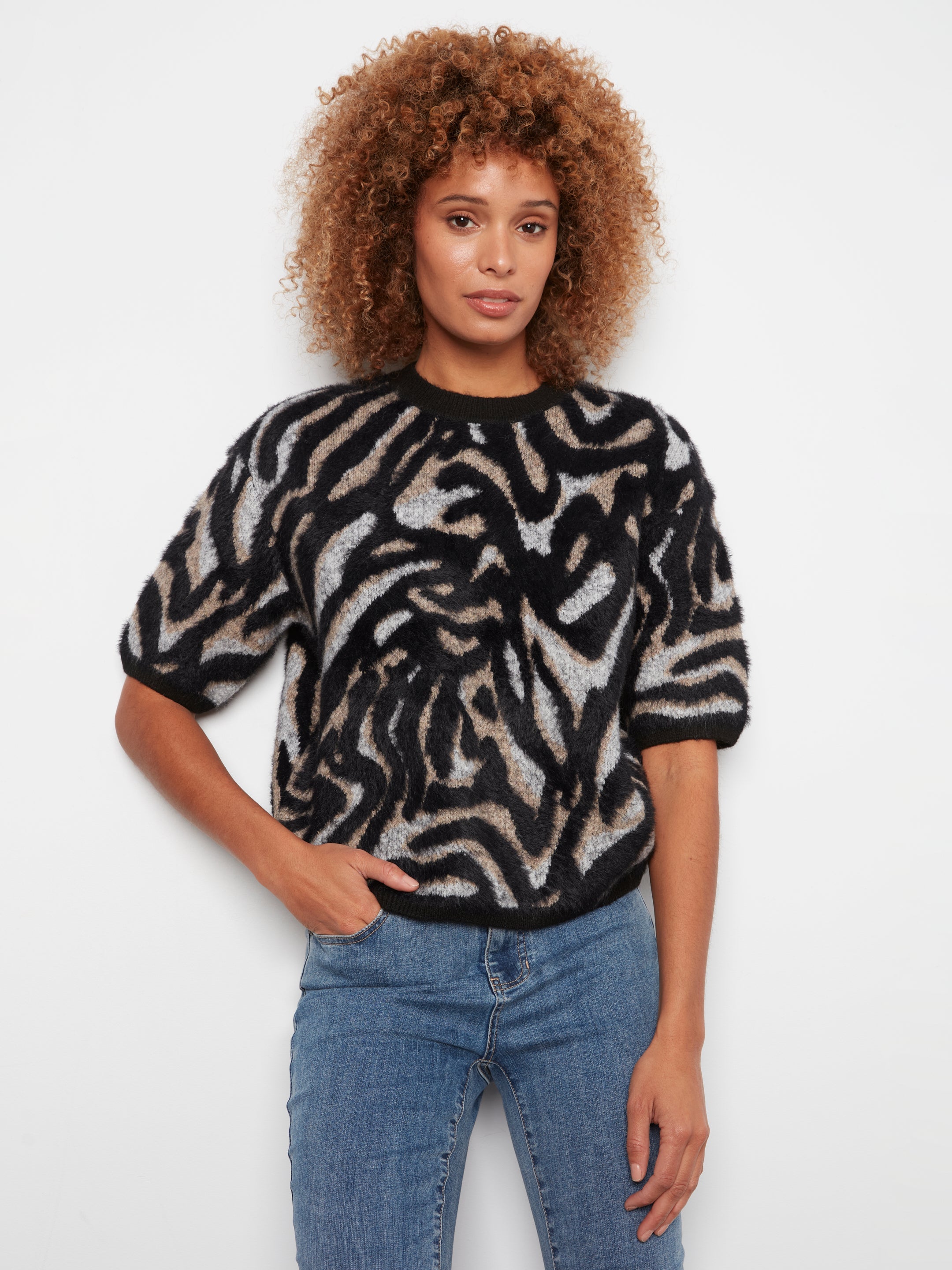 Charlie B Jacquard Sweater - Style C2858J-635C
