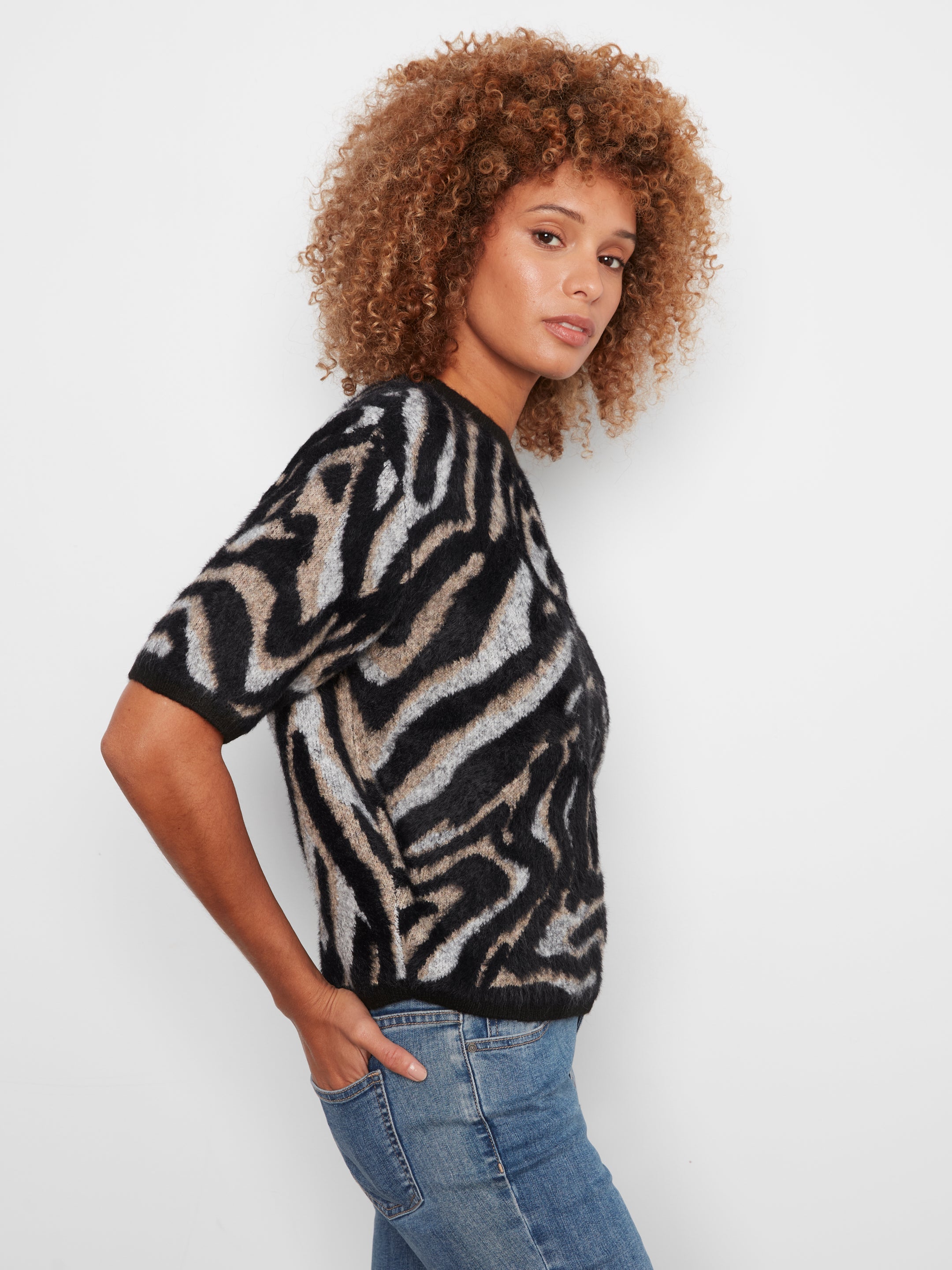 Charlie B Jacquard Sweater - Style C2858J-635C