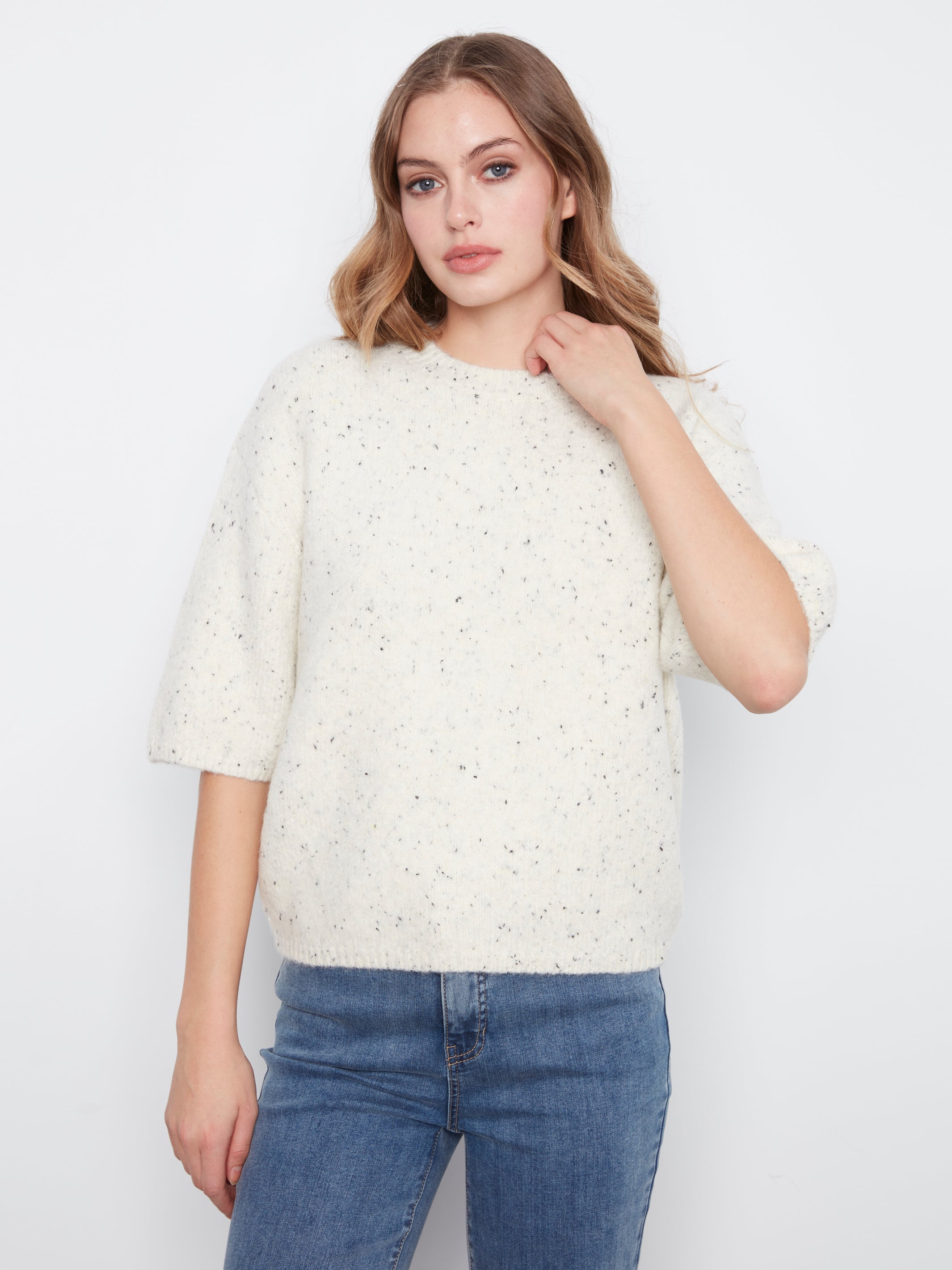 Charlie B Balloon Elbow Sleeve Knit Sweater - Style C2858R-663C