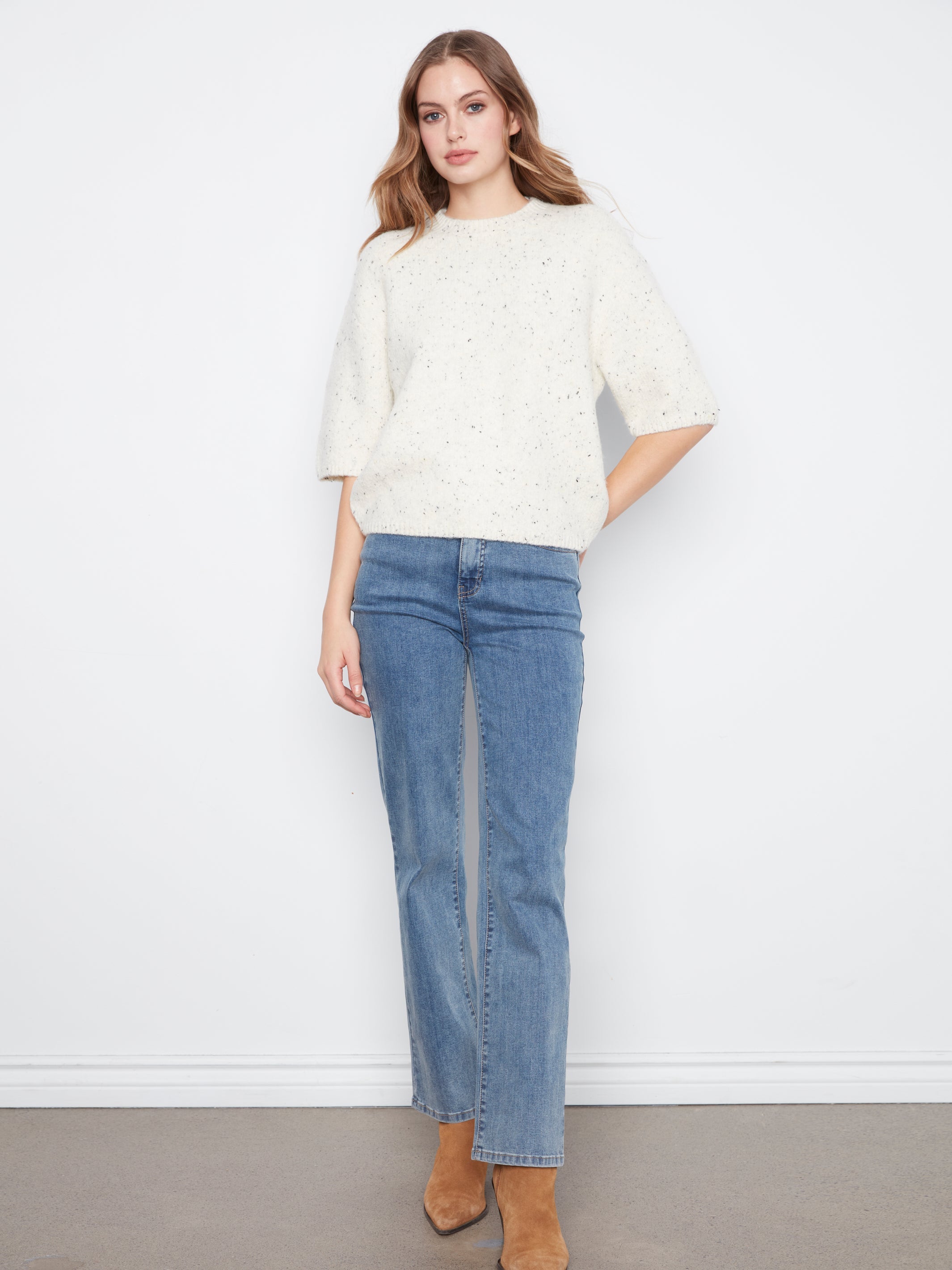 Balloon Elbow Sleeve Knit Sweater
