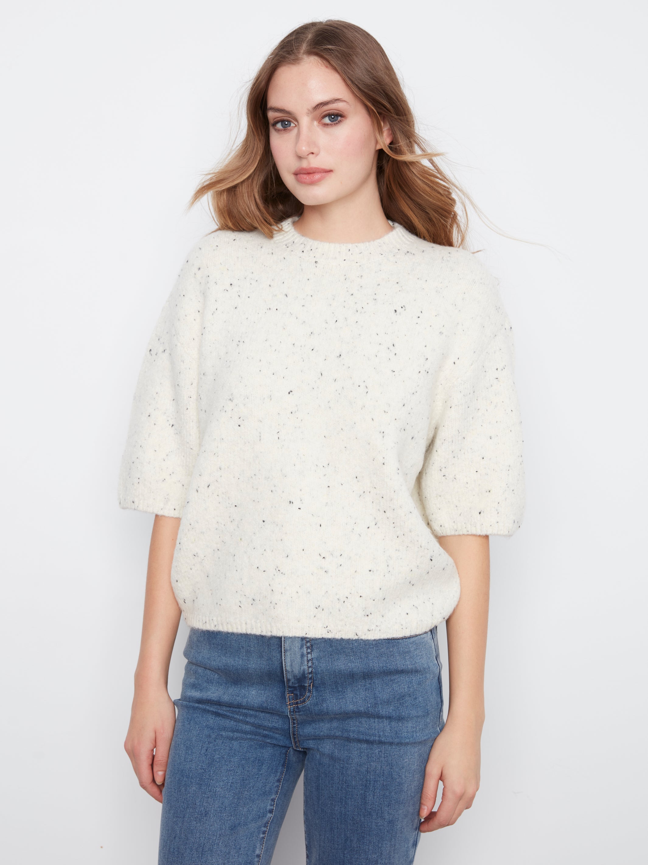 Charlie B Balloon Elbow Sleeve Knit Sweater - Style C2858R-663C