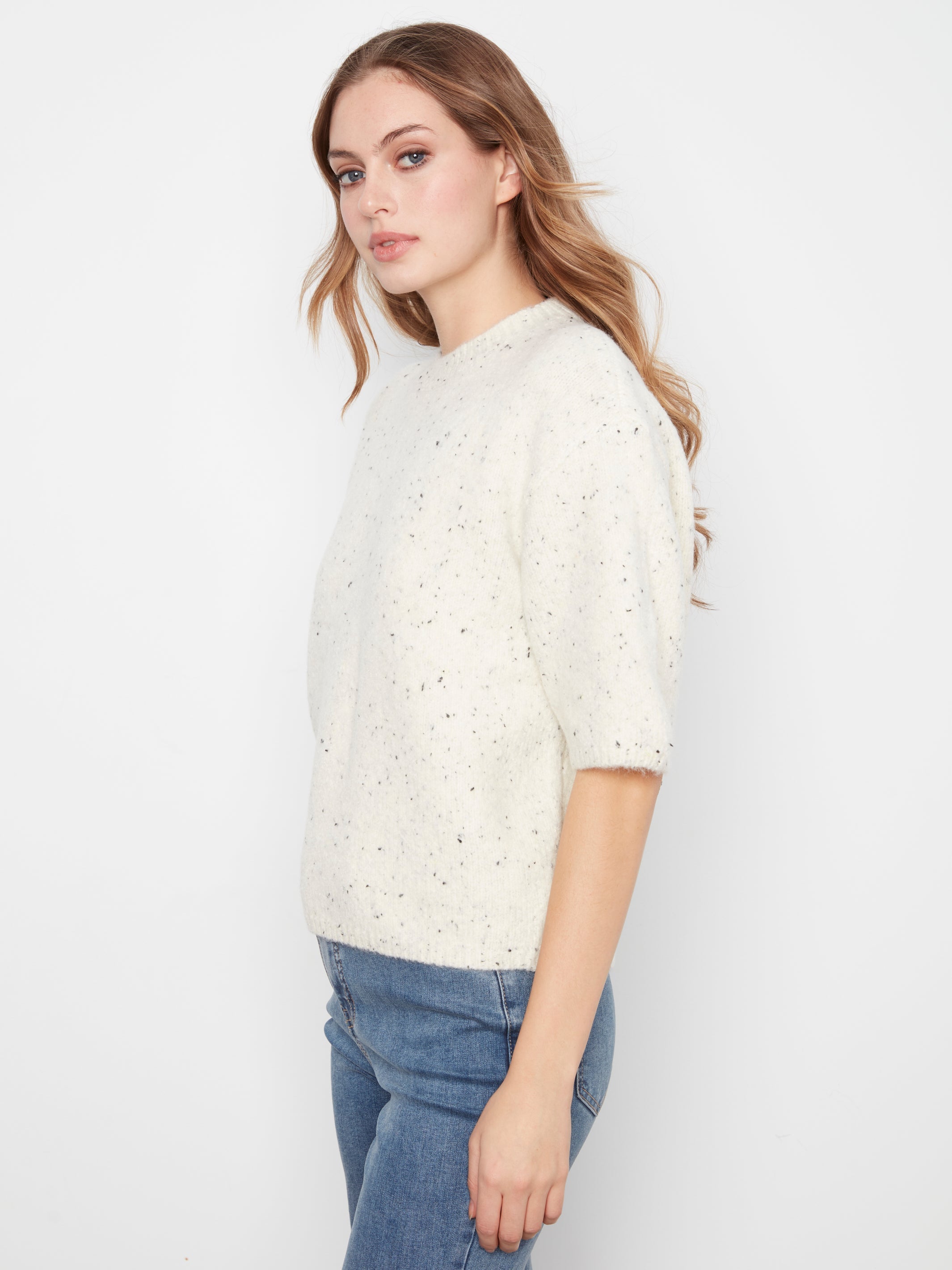 Charlie B Balloon Elbow Sleeve Knit Sweater - Style C2858R-663C
