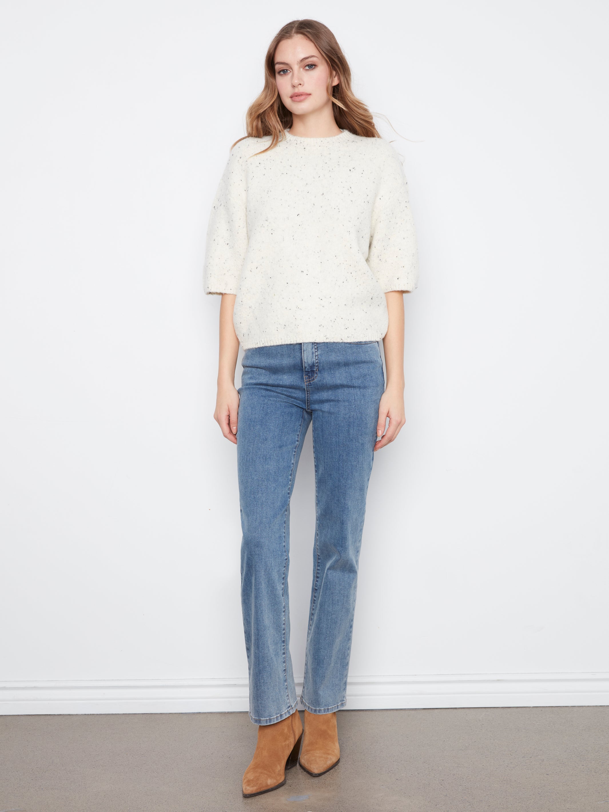 Charlie B Balloon Elbow Sleeve Knit Sweater - Style C2858R-663C