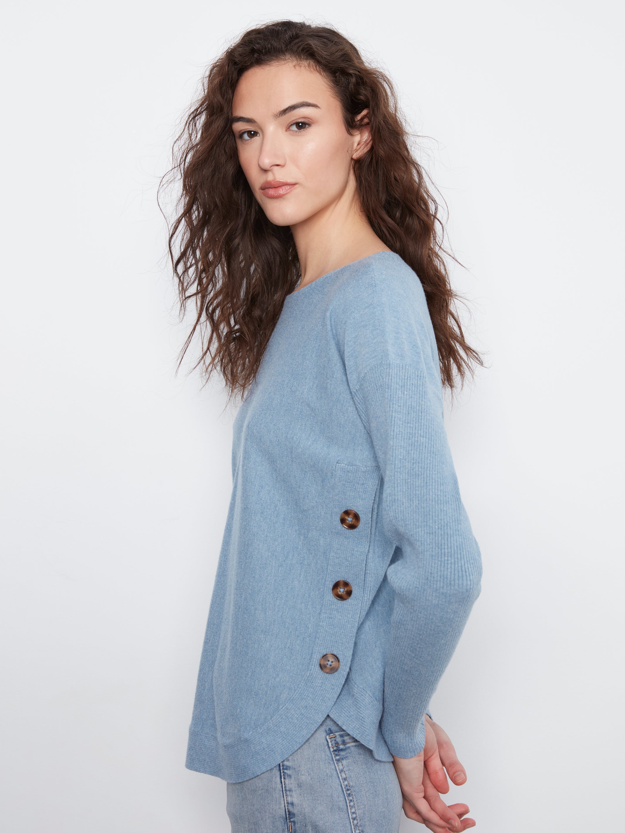 Charlie B Long Sleeve Drop Shoulder Sweater - Style C2871R-464A