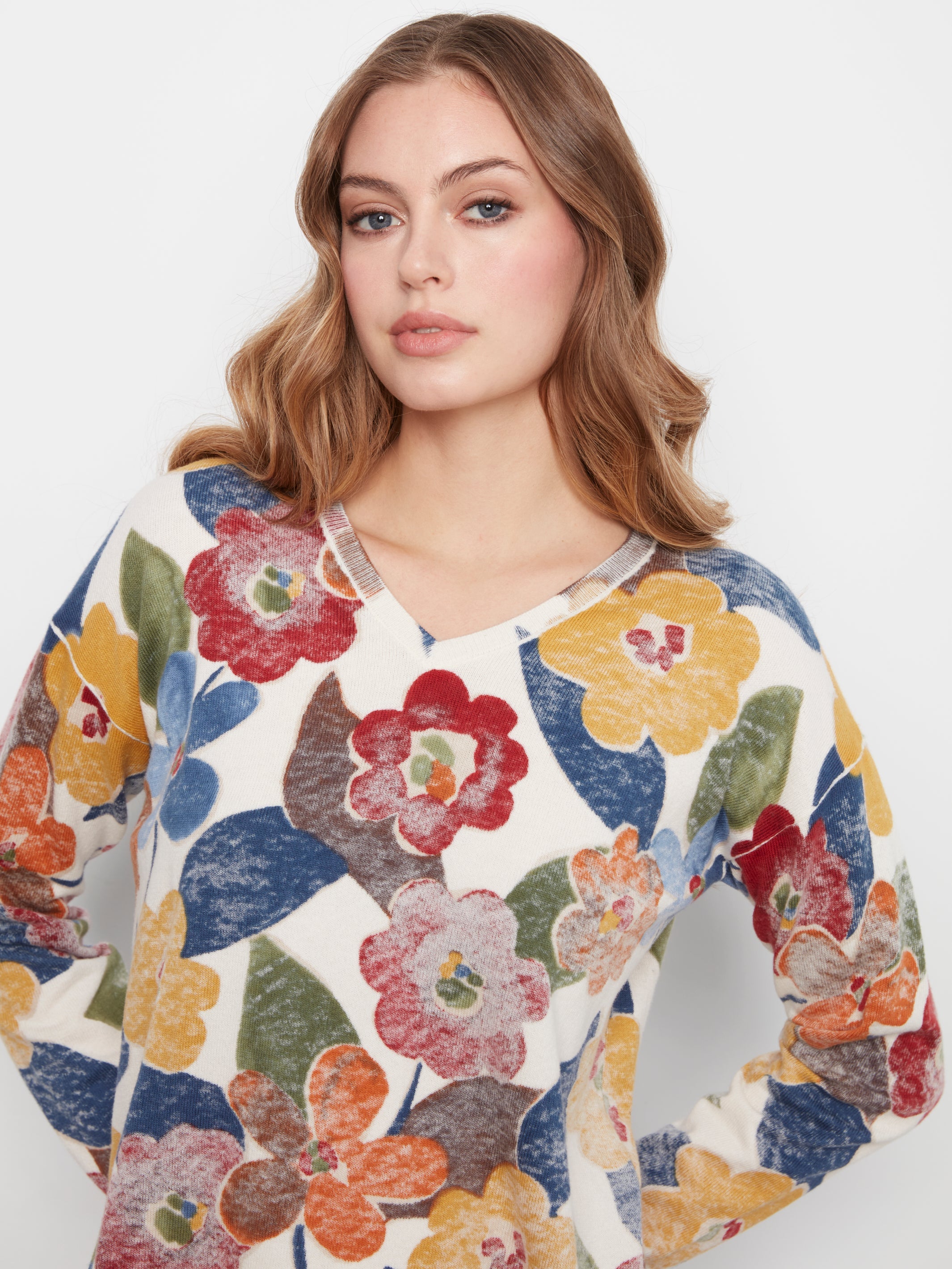 Charlie B Long Sleeve Drop Shoulder Boat Neck Sweater - Style C2907P-626B