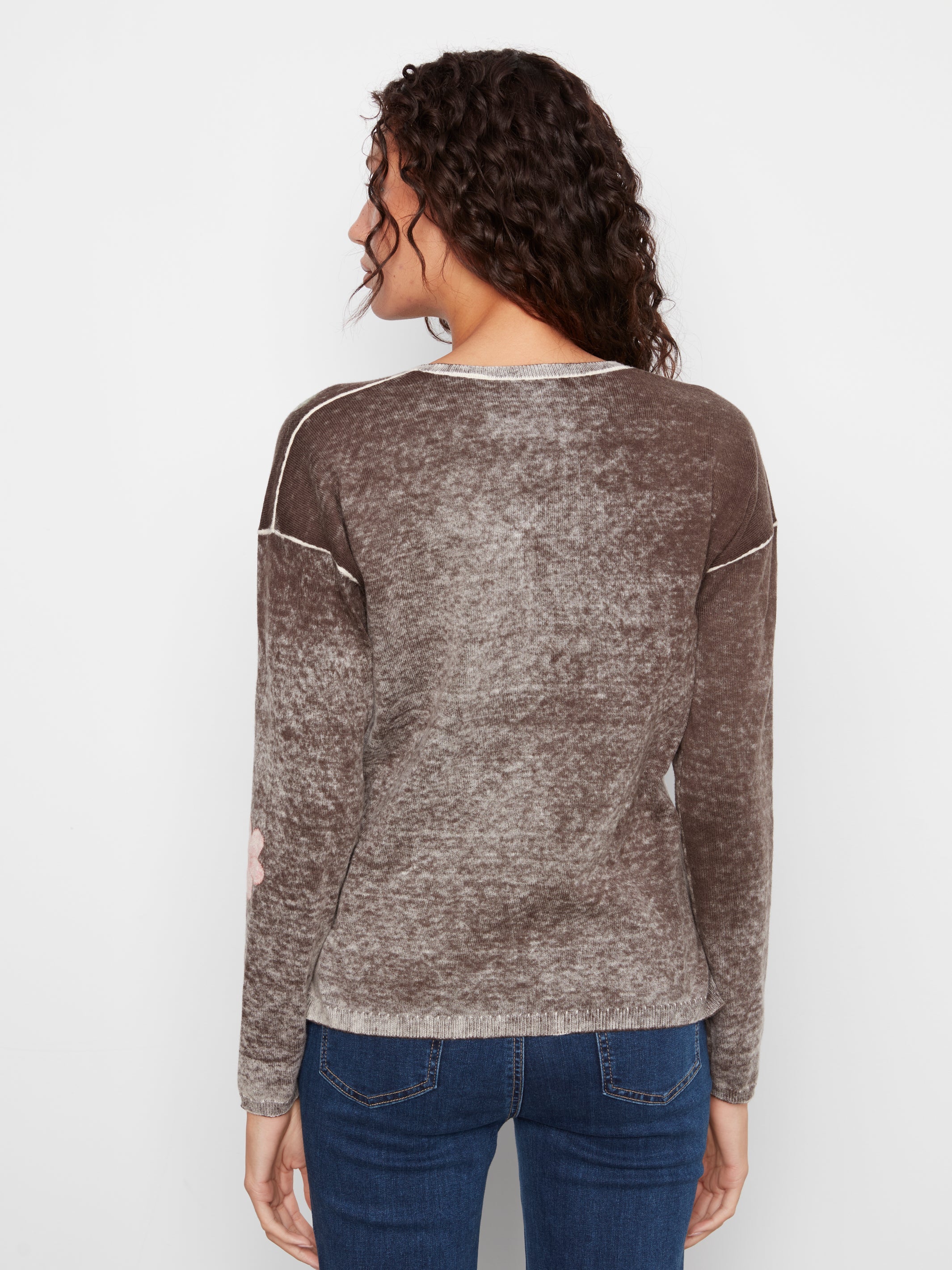 Charlie B Long Sleeve Drop Shoulder Boat Neck Sweater - Style C2907P-626B