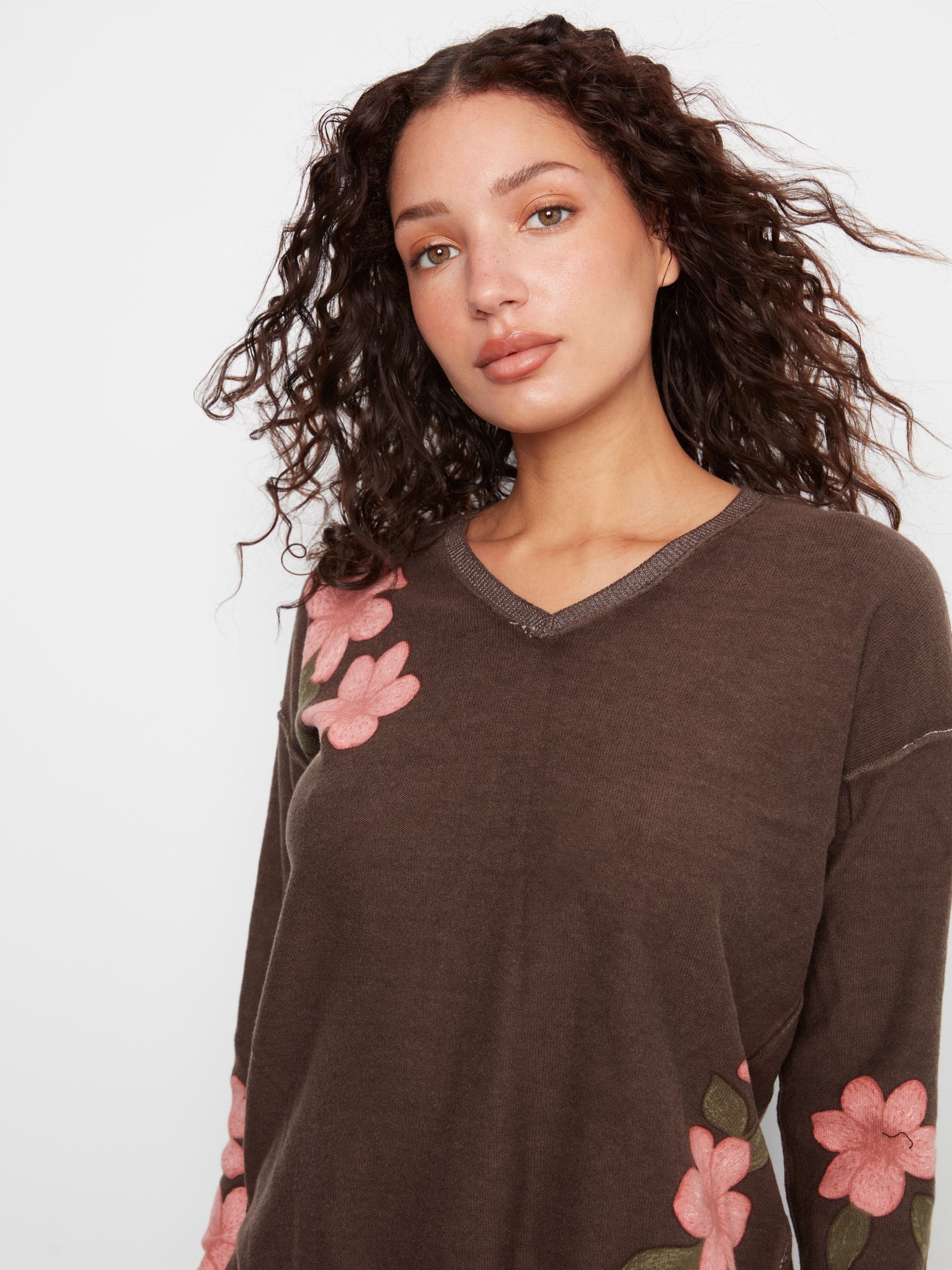 Charlie B Long Sleeve Drop Shoulder Boat Neck Sweater - Style C2907P-626B