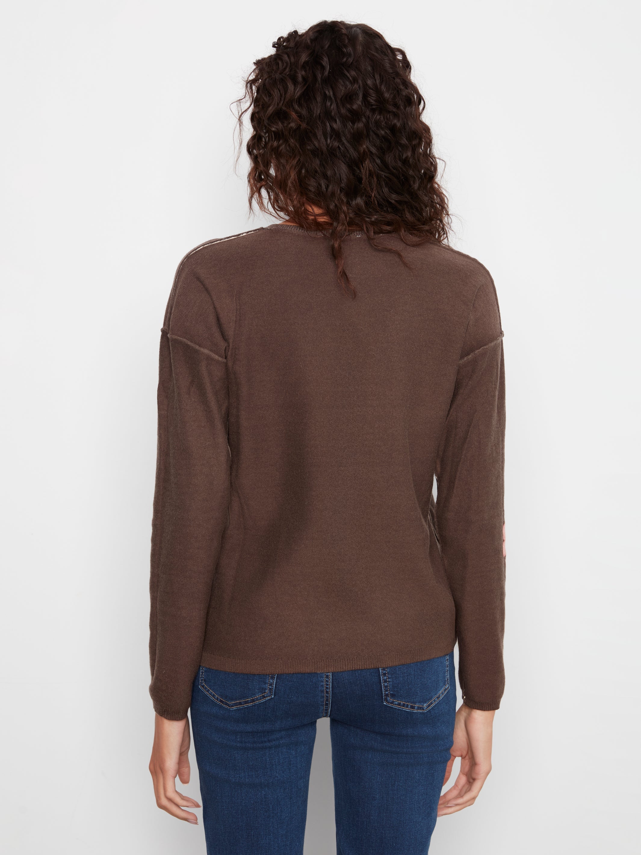 Charlie B Long Sleeve Drop Shoulder Boat Neck Sweater - Style C2907P-626B