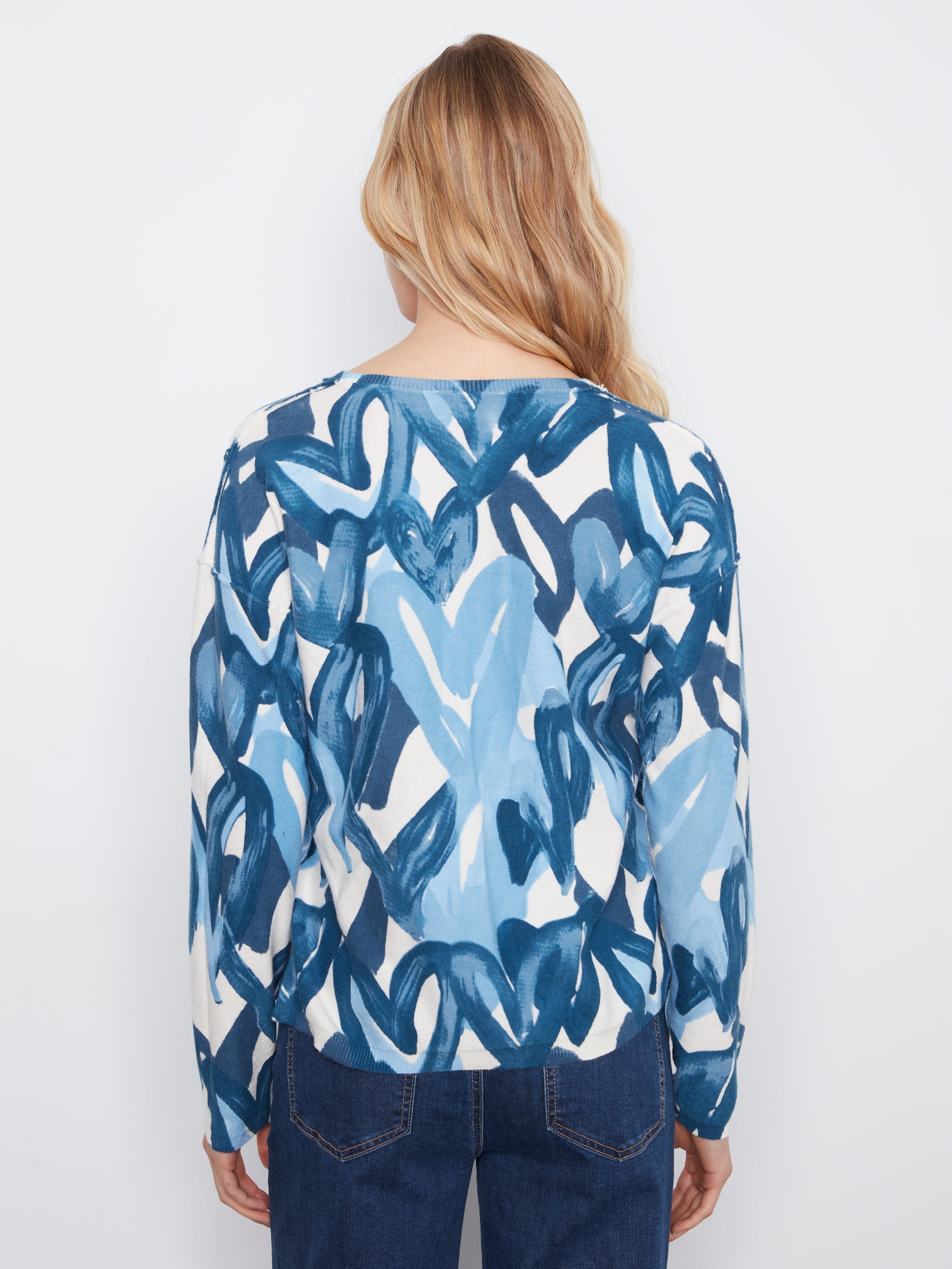 Charlie B Long Sleeve Drop Shoulder Boat Neck Sweater - Style C2907P-626B