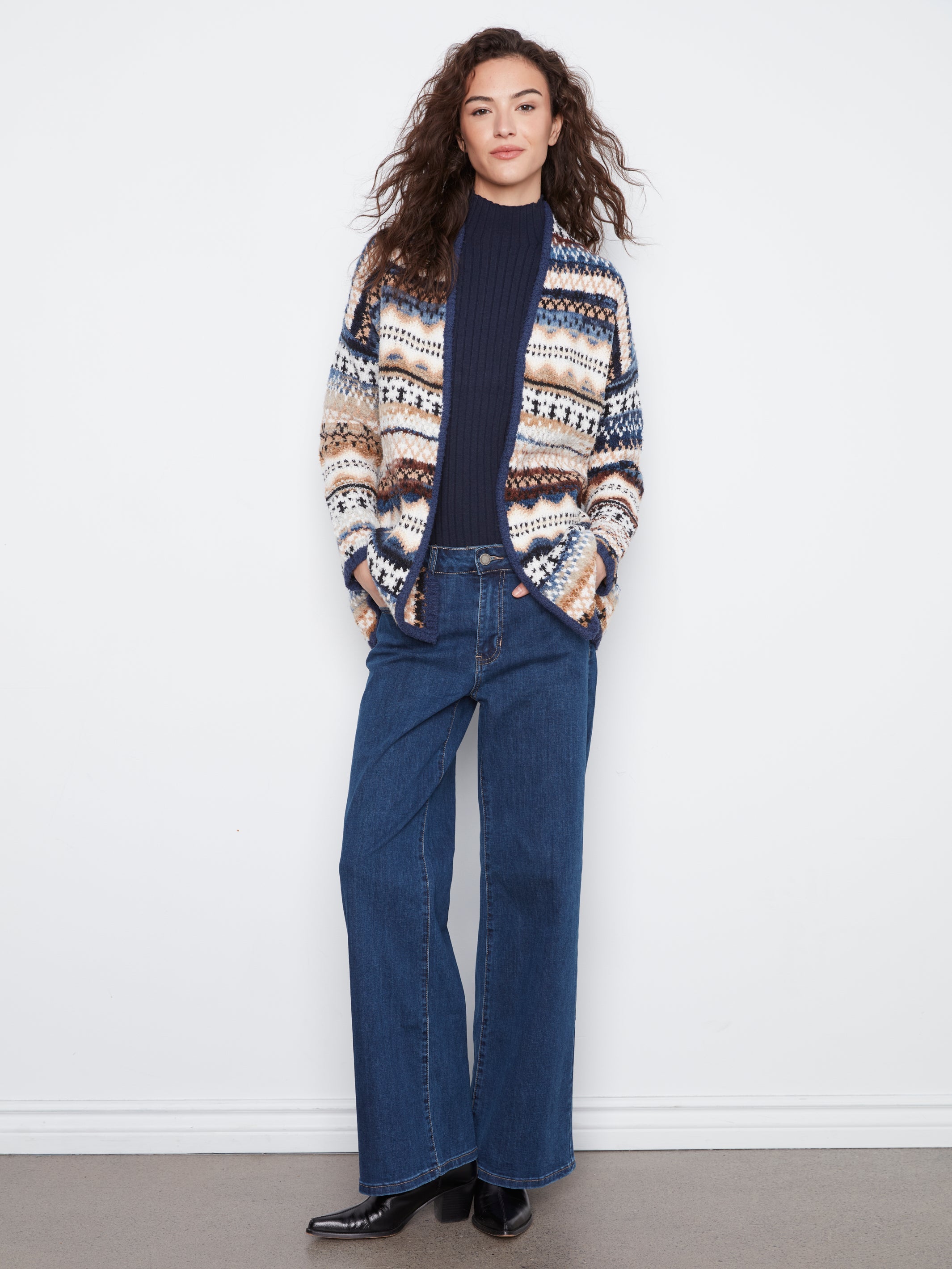 Charlie B Long Jacquard Cardigan - Style C2934RP-646C