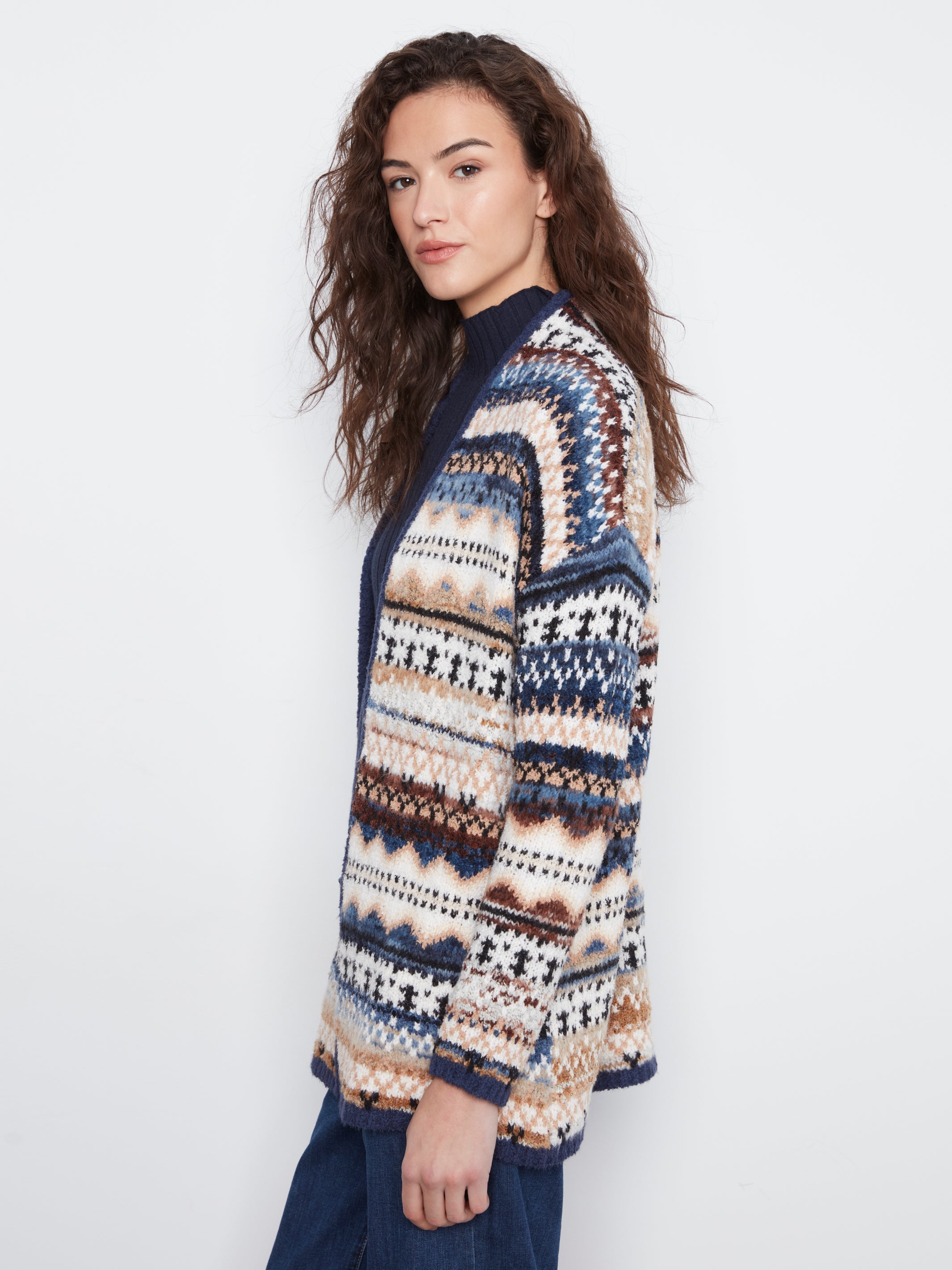 Charlie B Long Jacquard Cardigan - Style C2934RP-646C