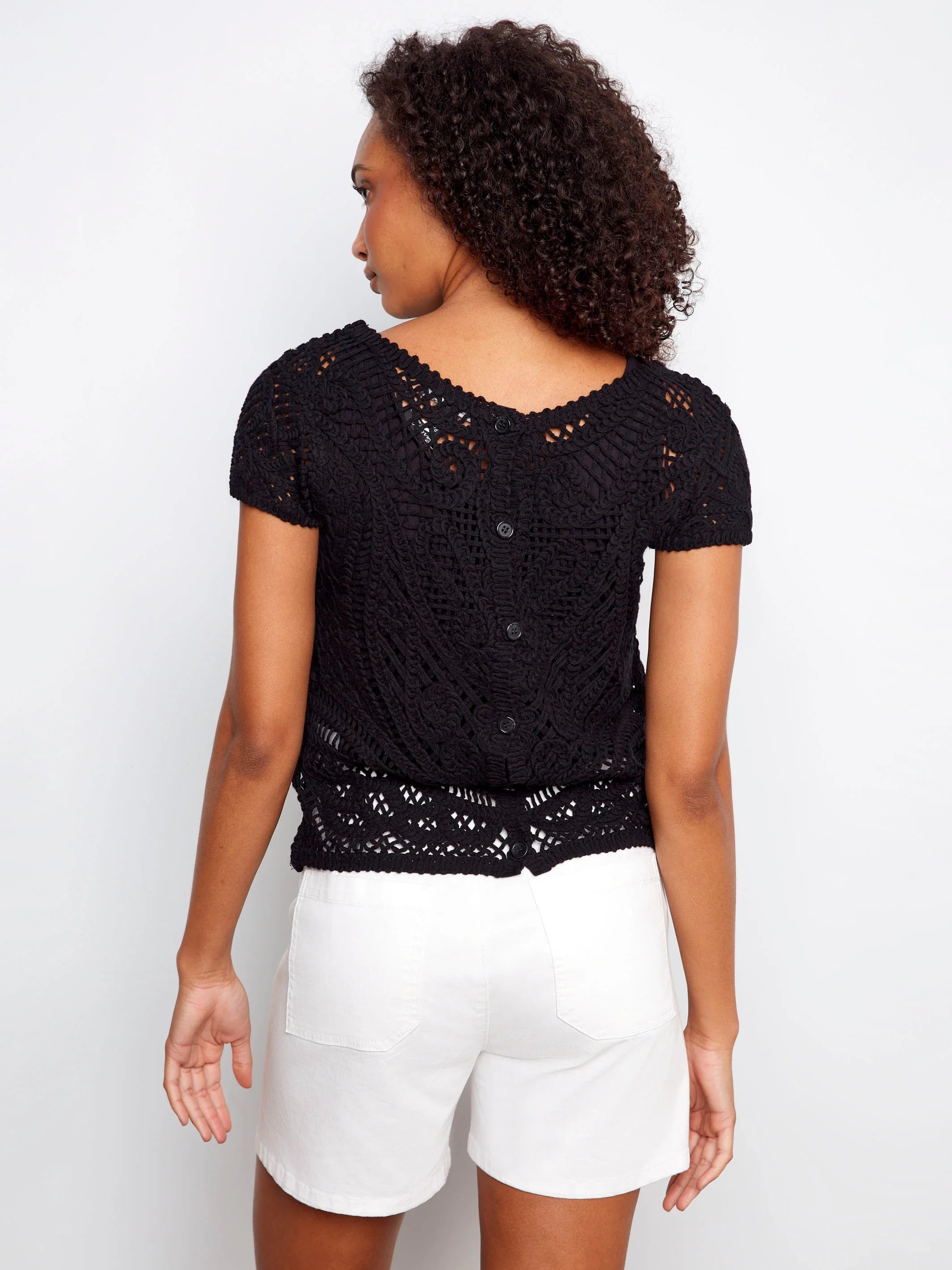 Crochet Short-Sleeve Reversible Sweater