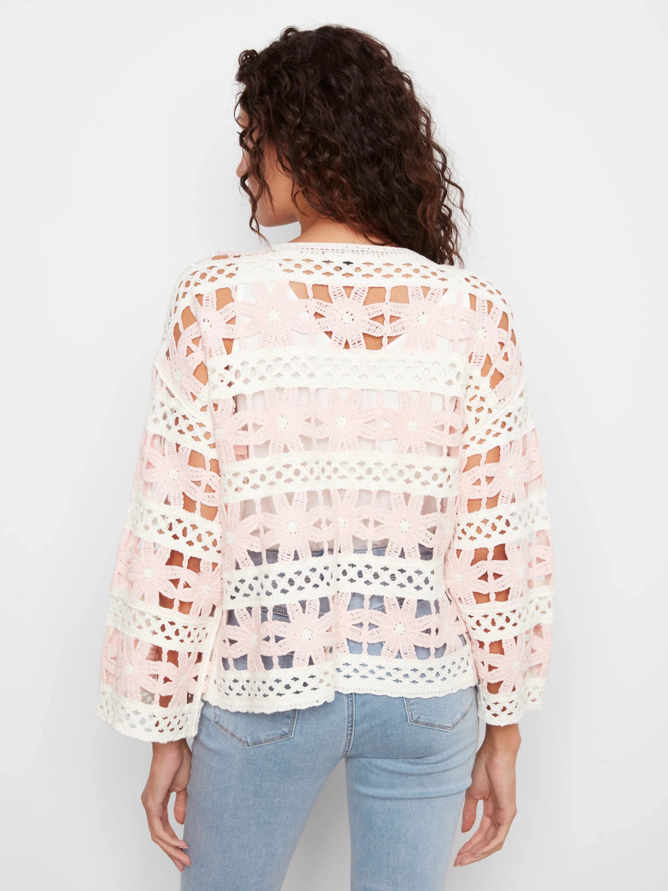 Flower Crochet Three-Quarter Top