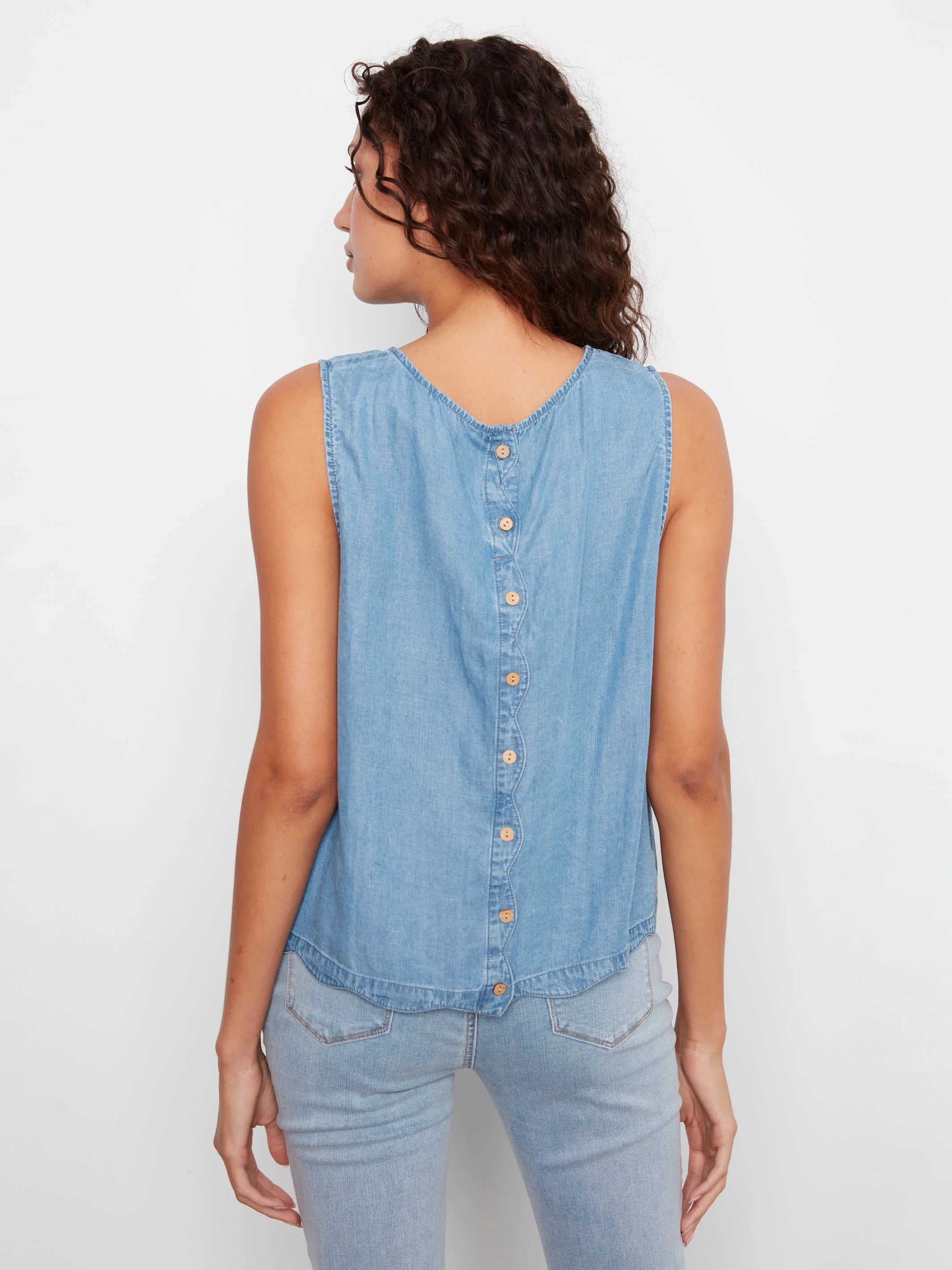 Sleeveless Scallop-Hem Top
