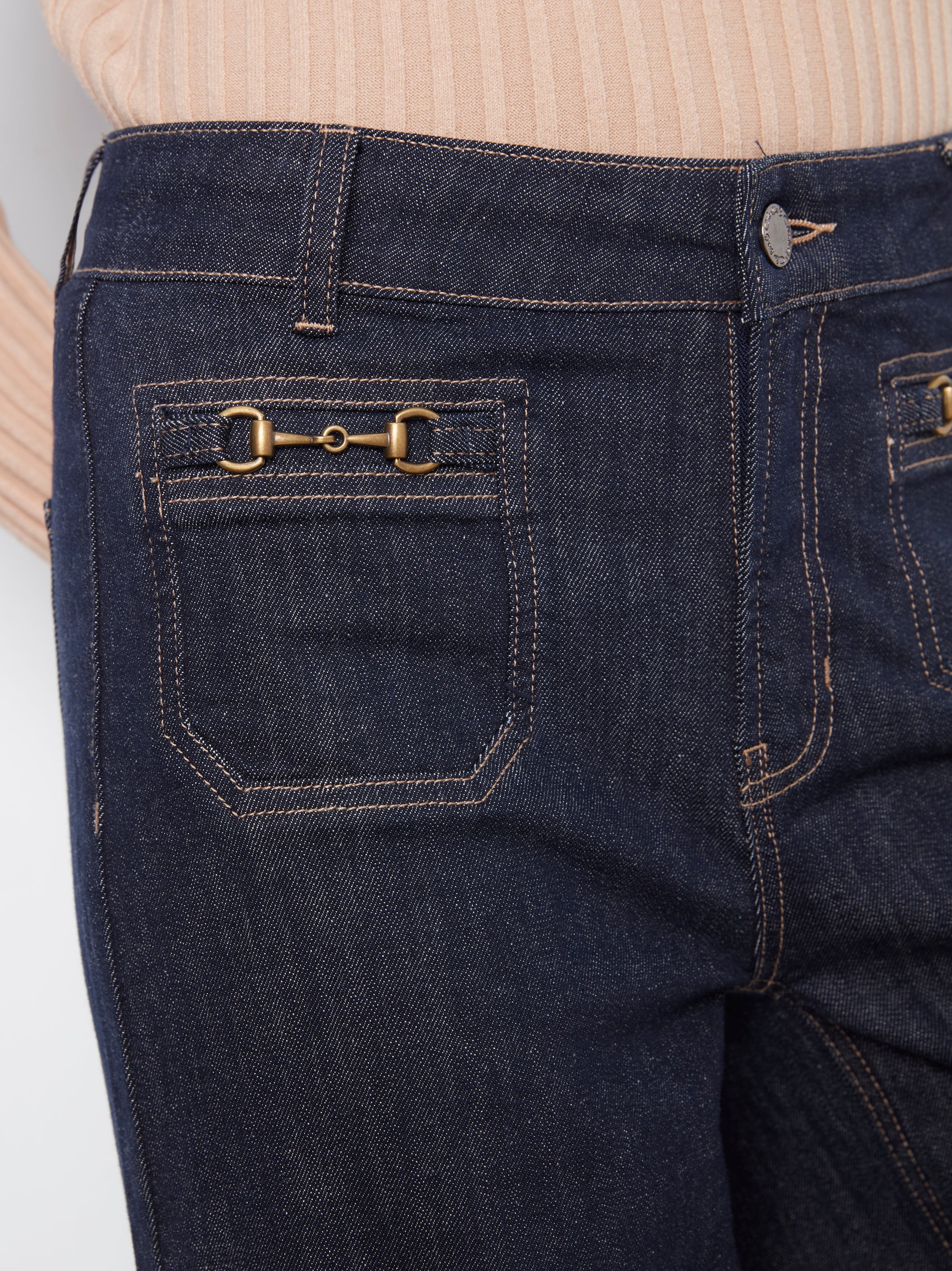 Cropped Patch Pocket Wide Leg Jeans