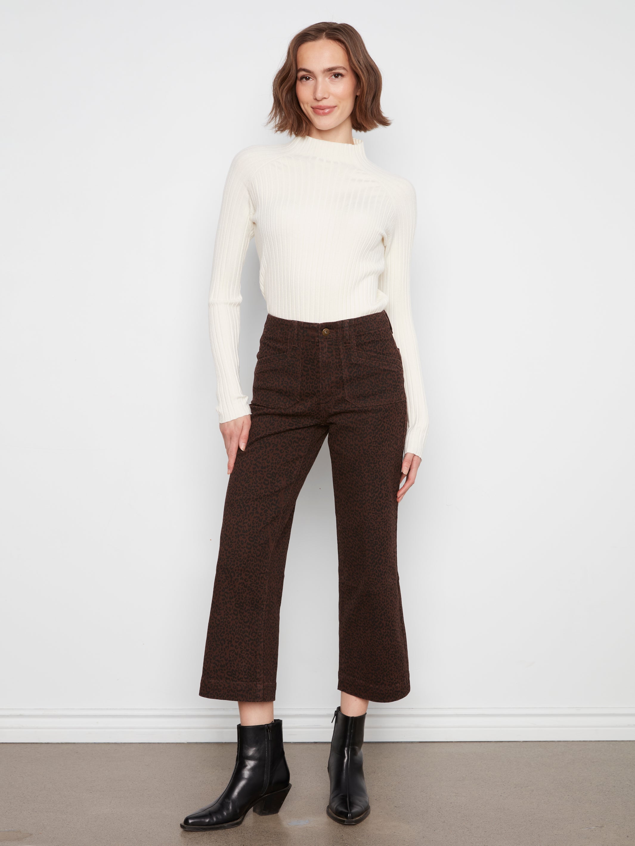 Charlie B Prntd Crop Wide-Leg Twill Pant - Style C5660RP-671C