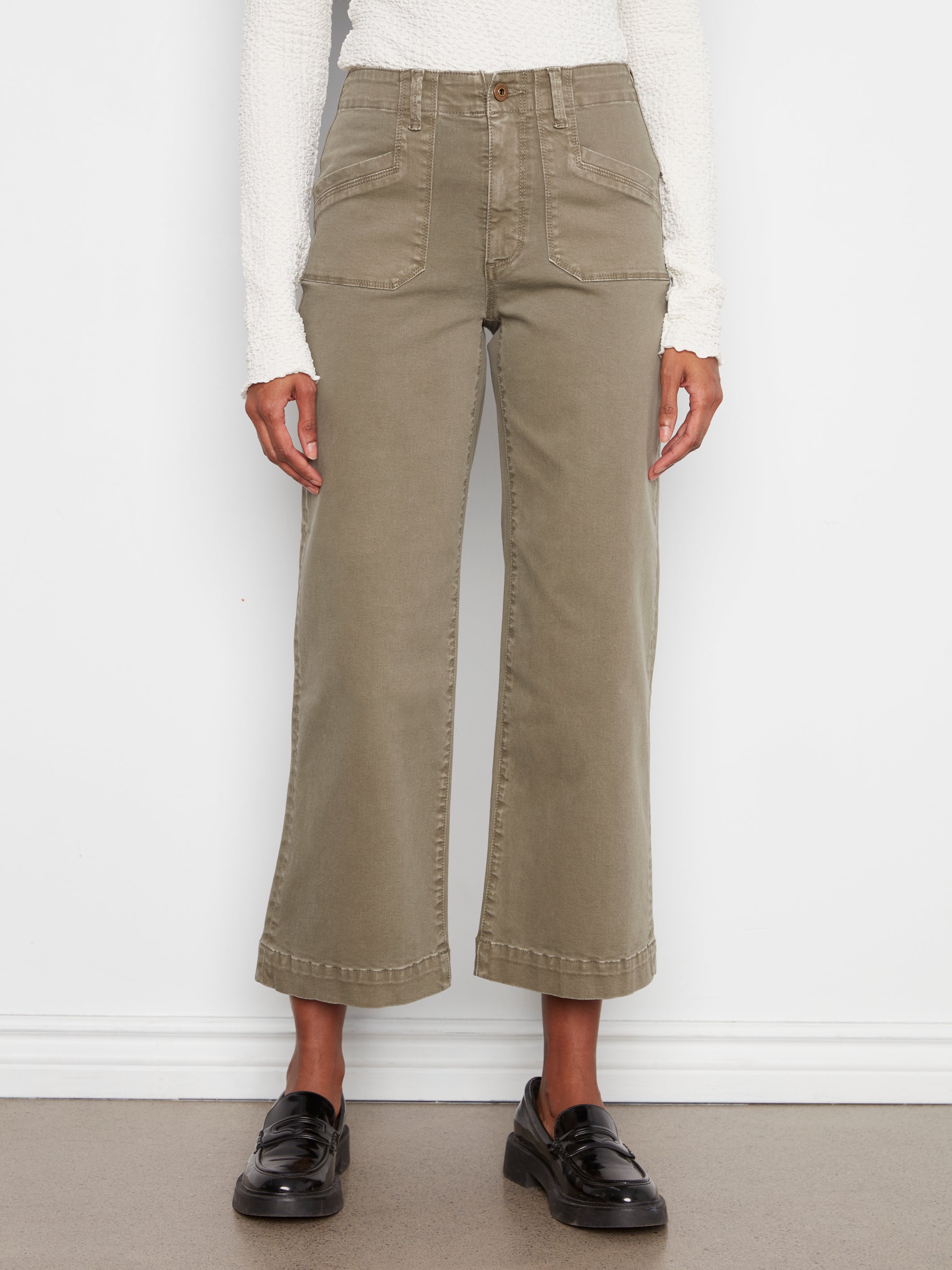 Charlie B Cropped Wide Leg Stretch Twill Pants - Style C5660RR-613A