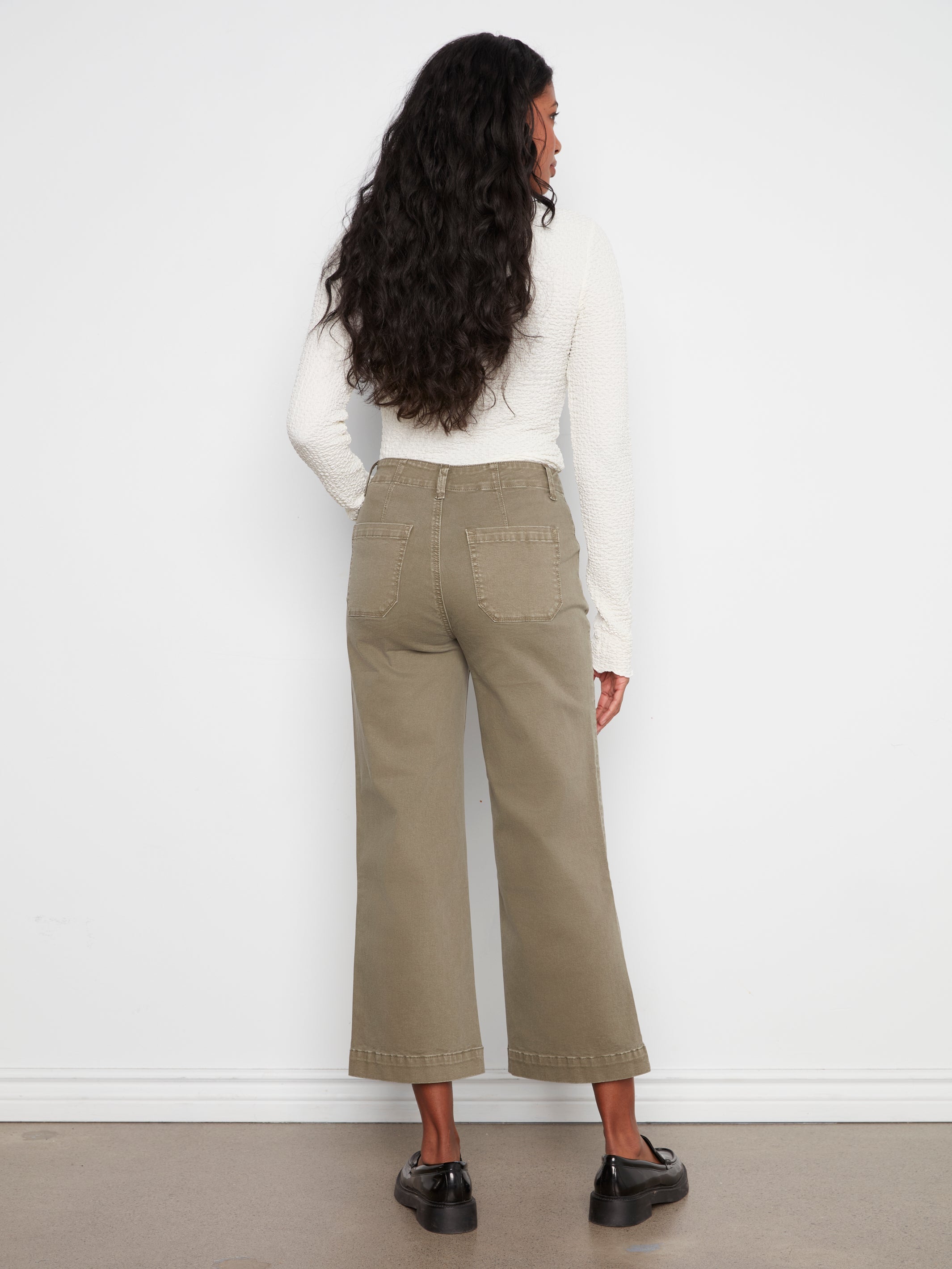 Charlie B Cropped Wide Leg Stretch Twill Pants - Style C5660RR-613A