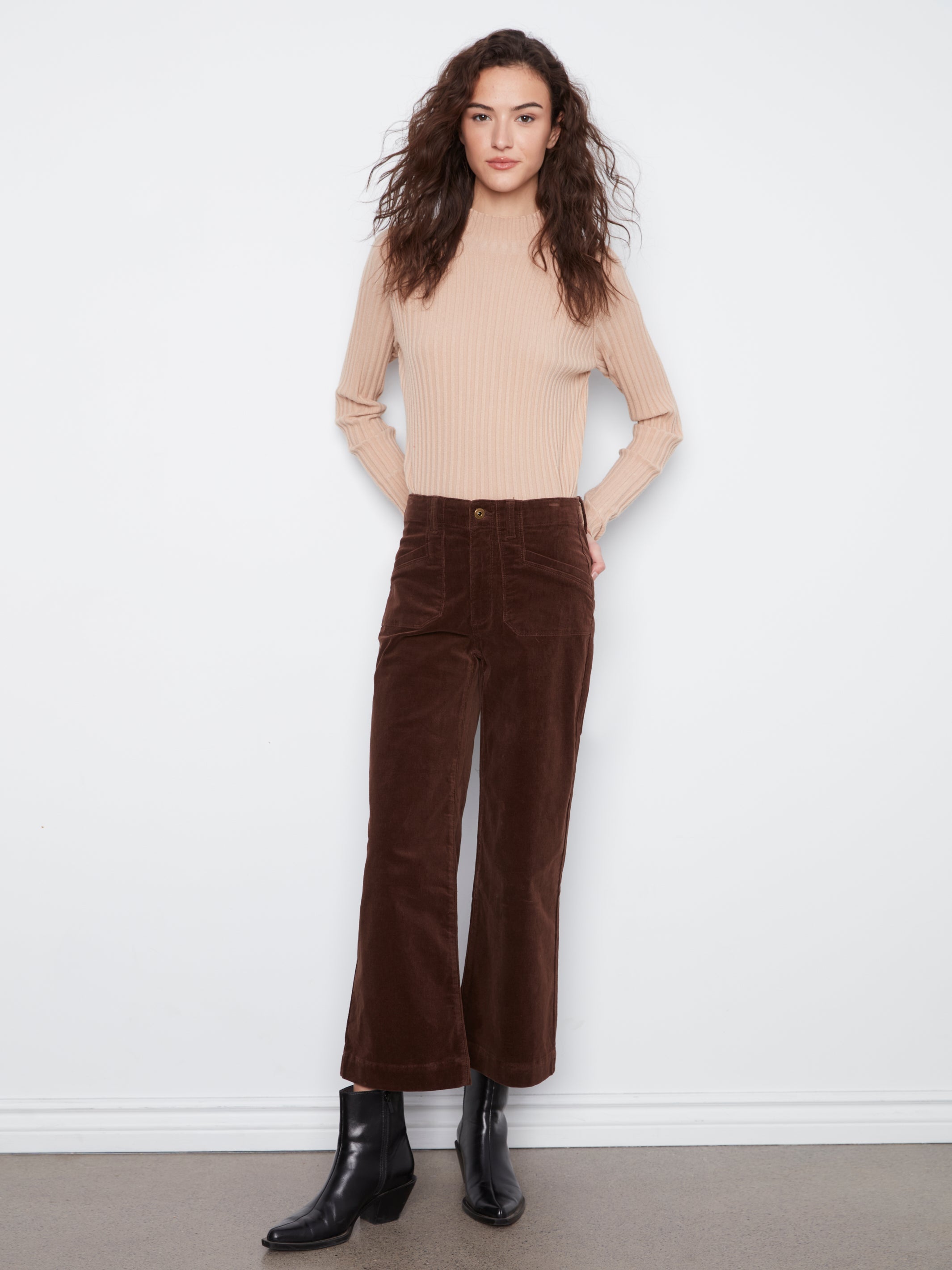 Carlie B Printed Crop Wide-Leg Twill Pant - Style C5660RR-660B