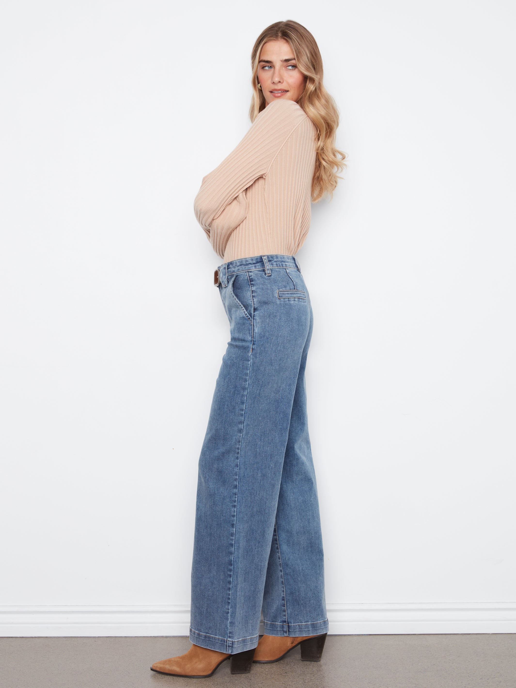 Charlie B Printed Crop Wide-Leg Twill Pant - Style C5807-431A