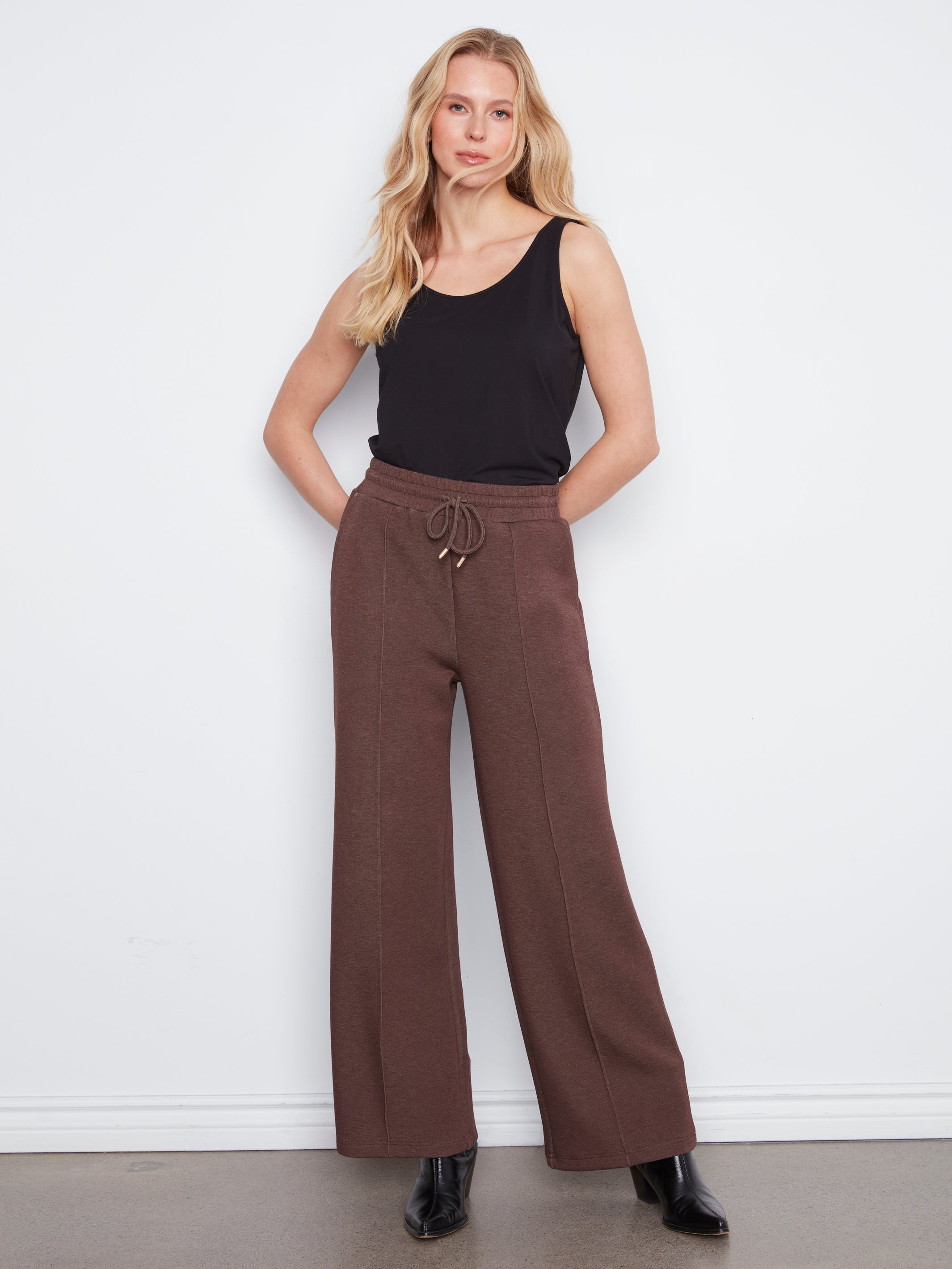 Charlie B Soft Scuba Wide Leg Jogger Pants - Style C5818-825C