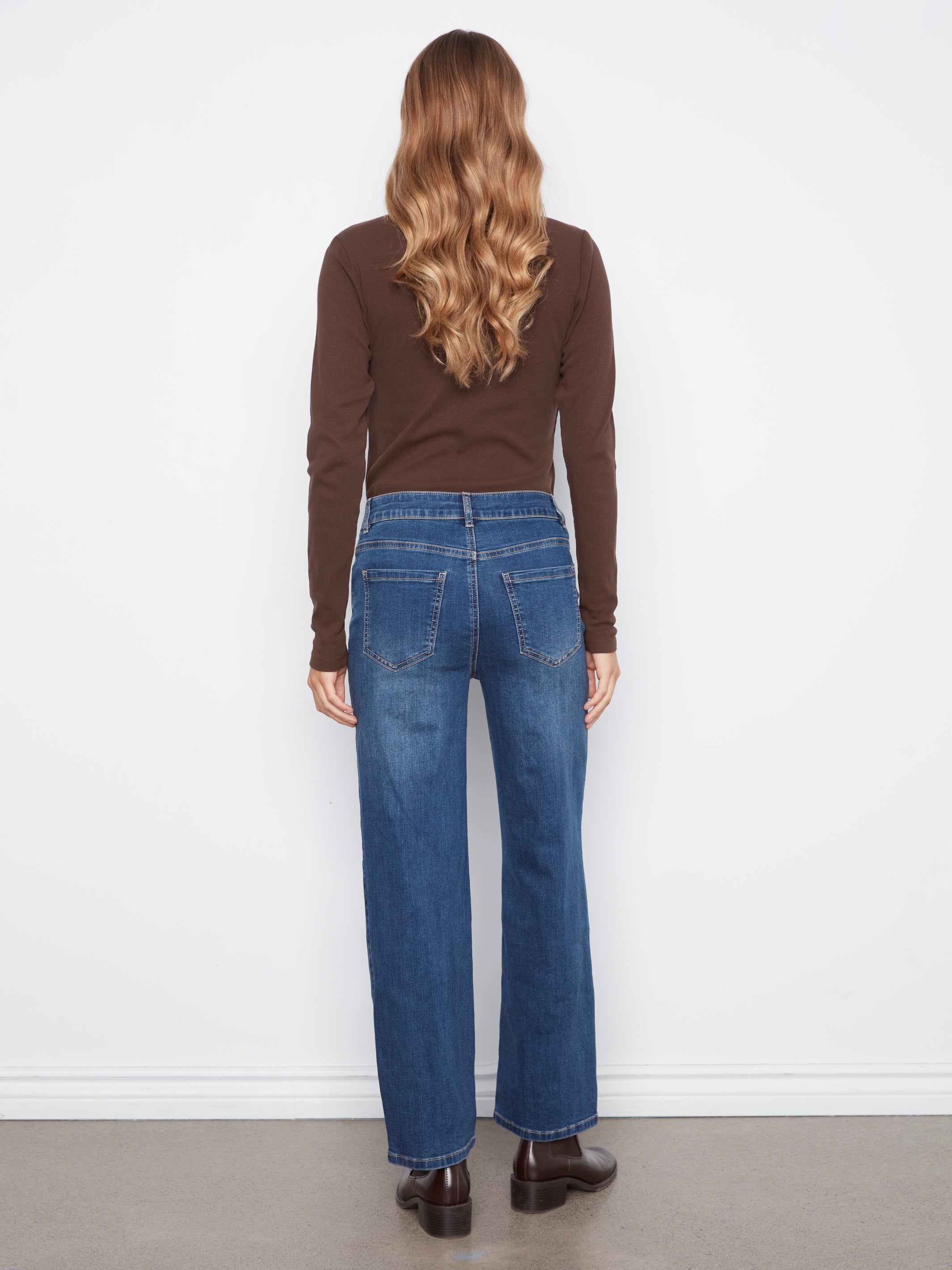 Charlie B Straight Leg Jeans with Corduroy Heart Patches - Style C5846-431A