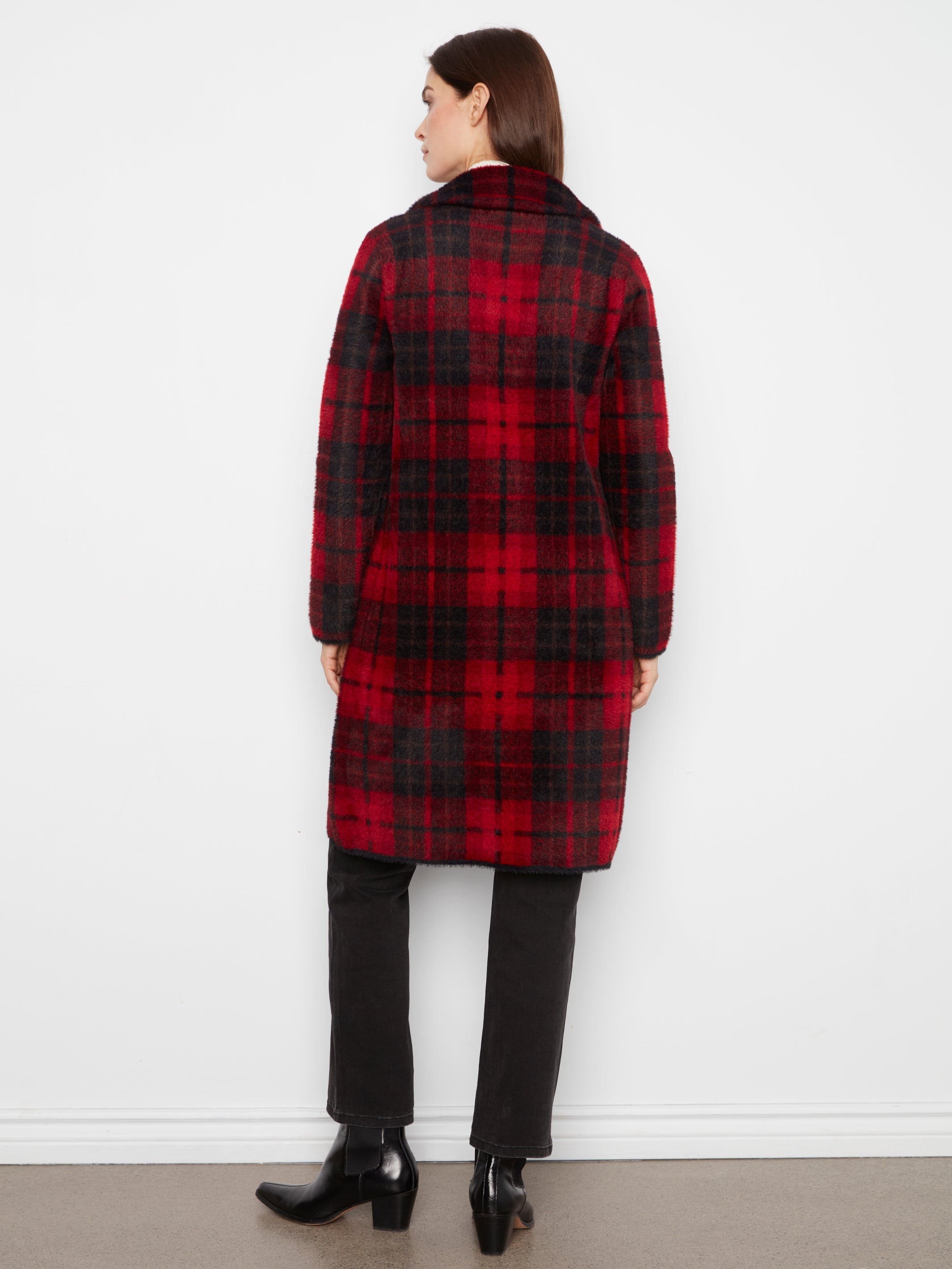 Charlie B Long Plaid Knit Coatigan - Style C6326RR-950BC
