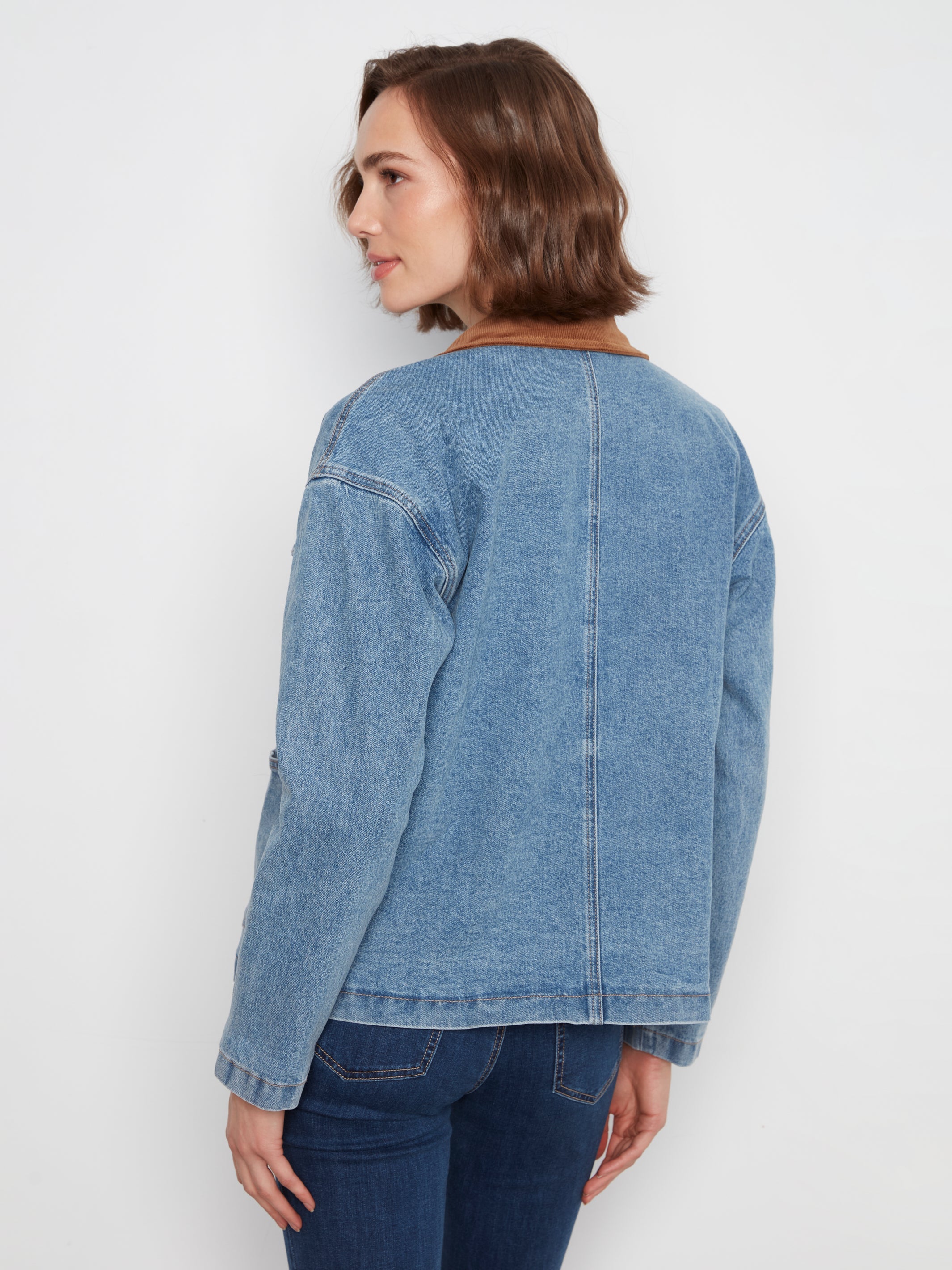 Charlie B Denim Barn Jacket With Corduroy Coll - Style C6408-301C