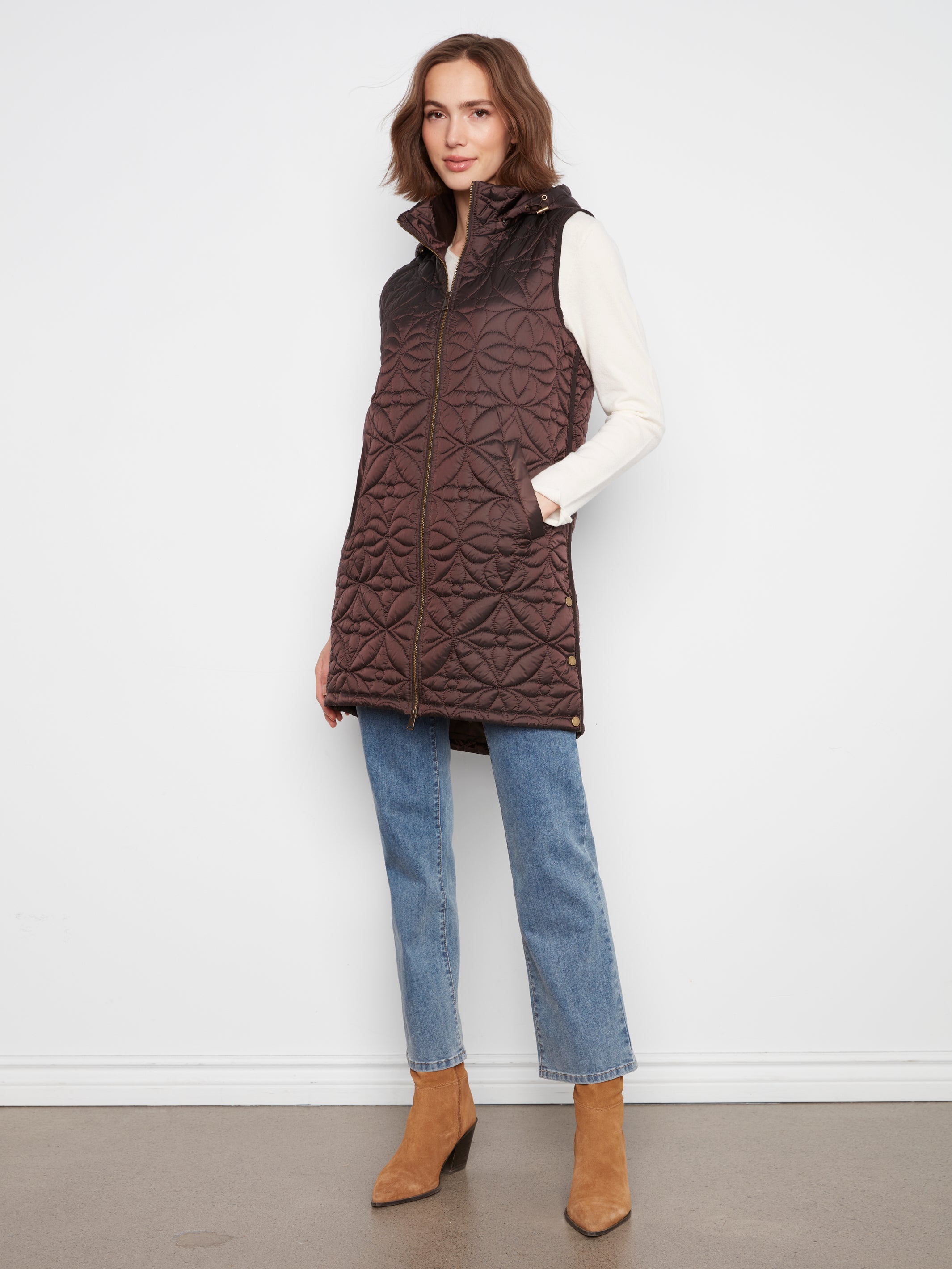 Charlie B Long Puffer Vest - Style C6426-135B