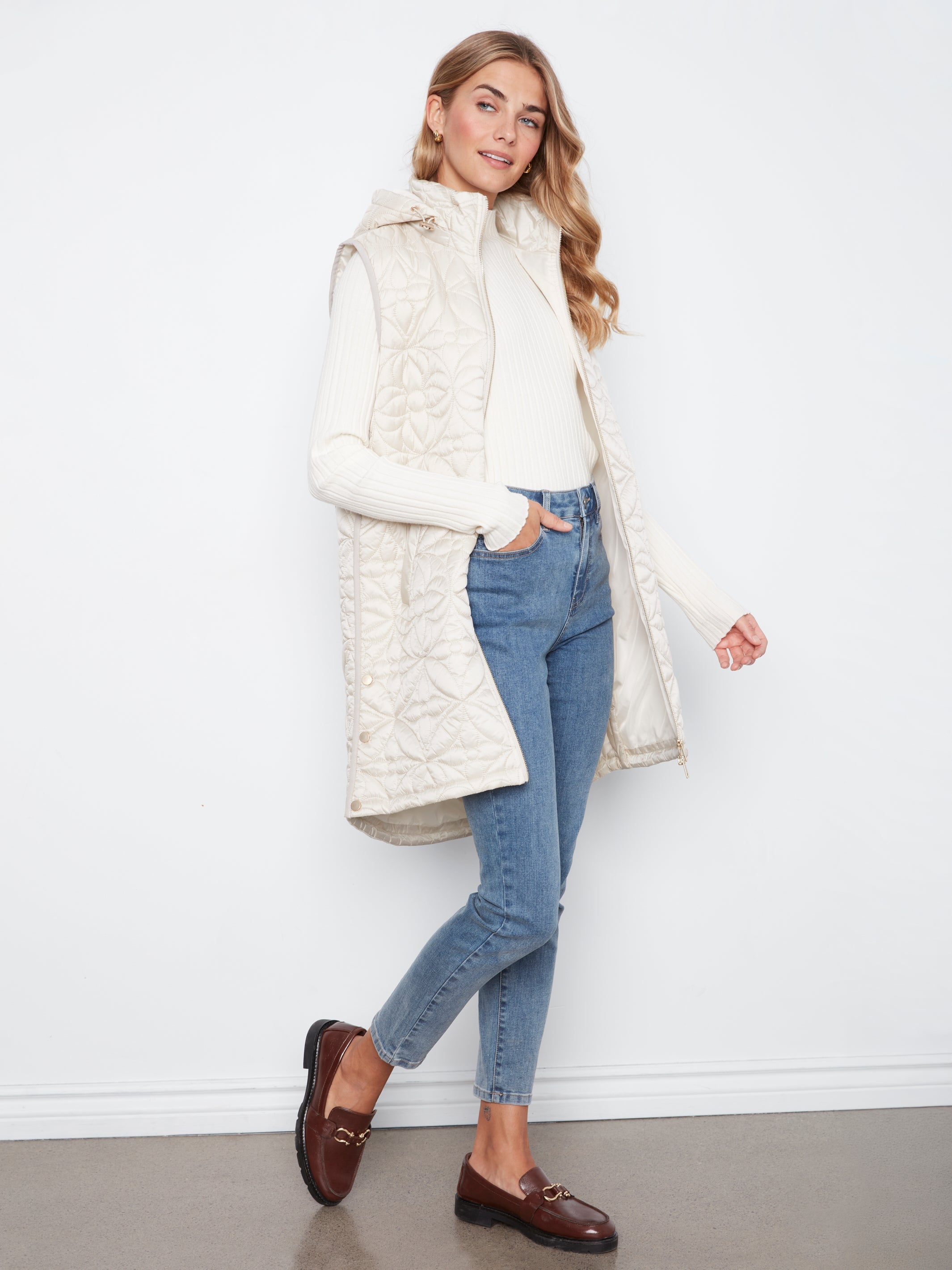 Charlie B Long Puffer Vest - Style C6426-135B
