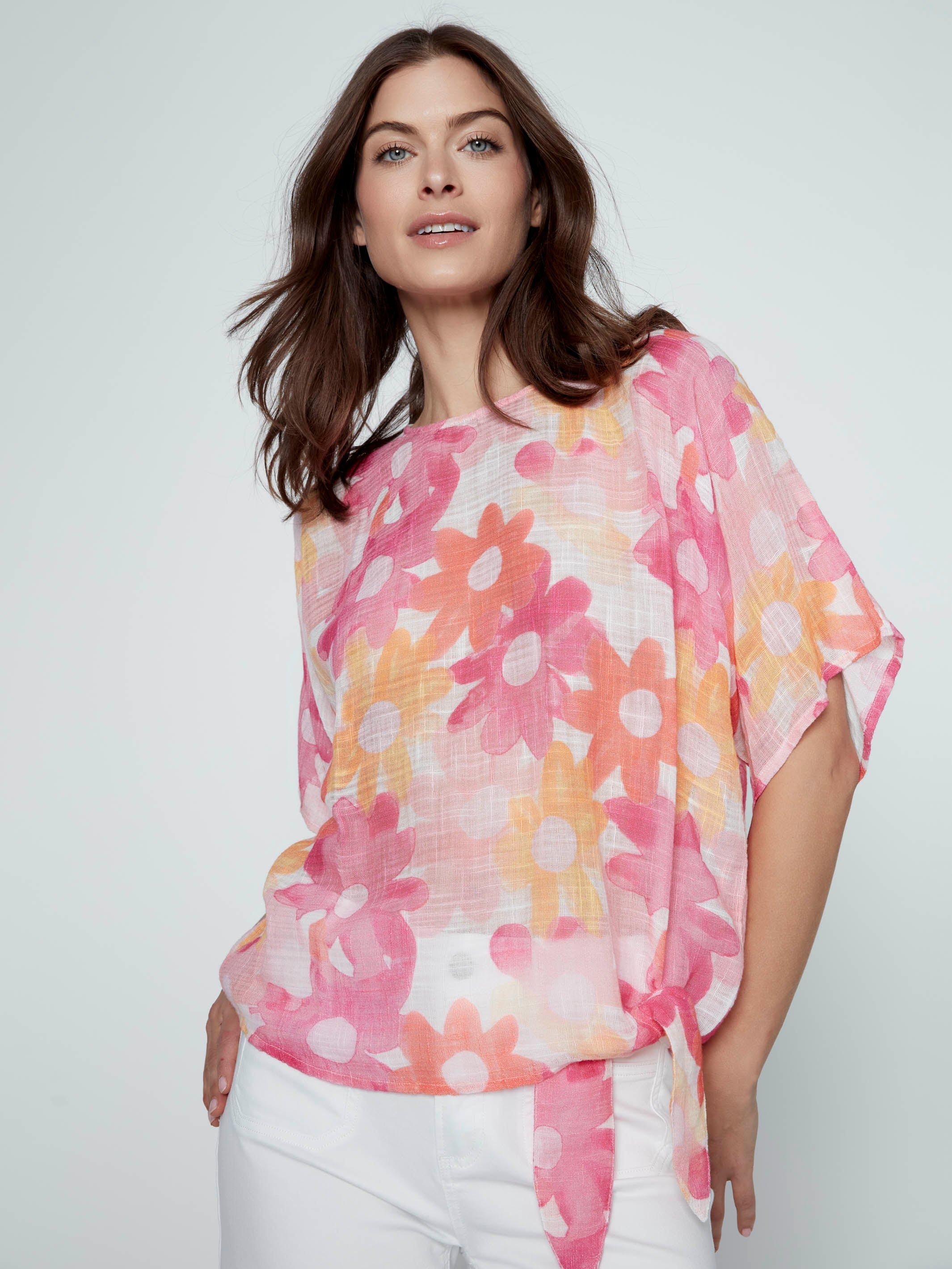 Printed Gauze Dolman Blouse