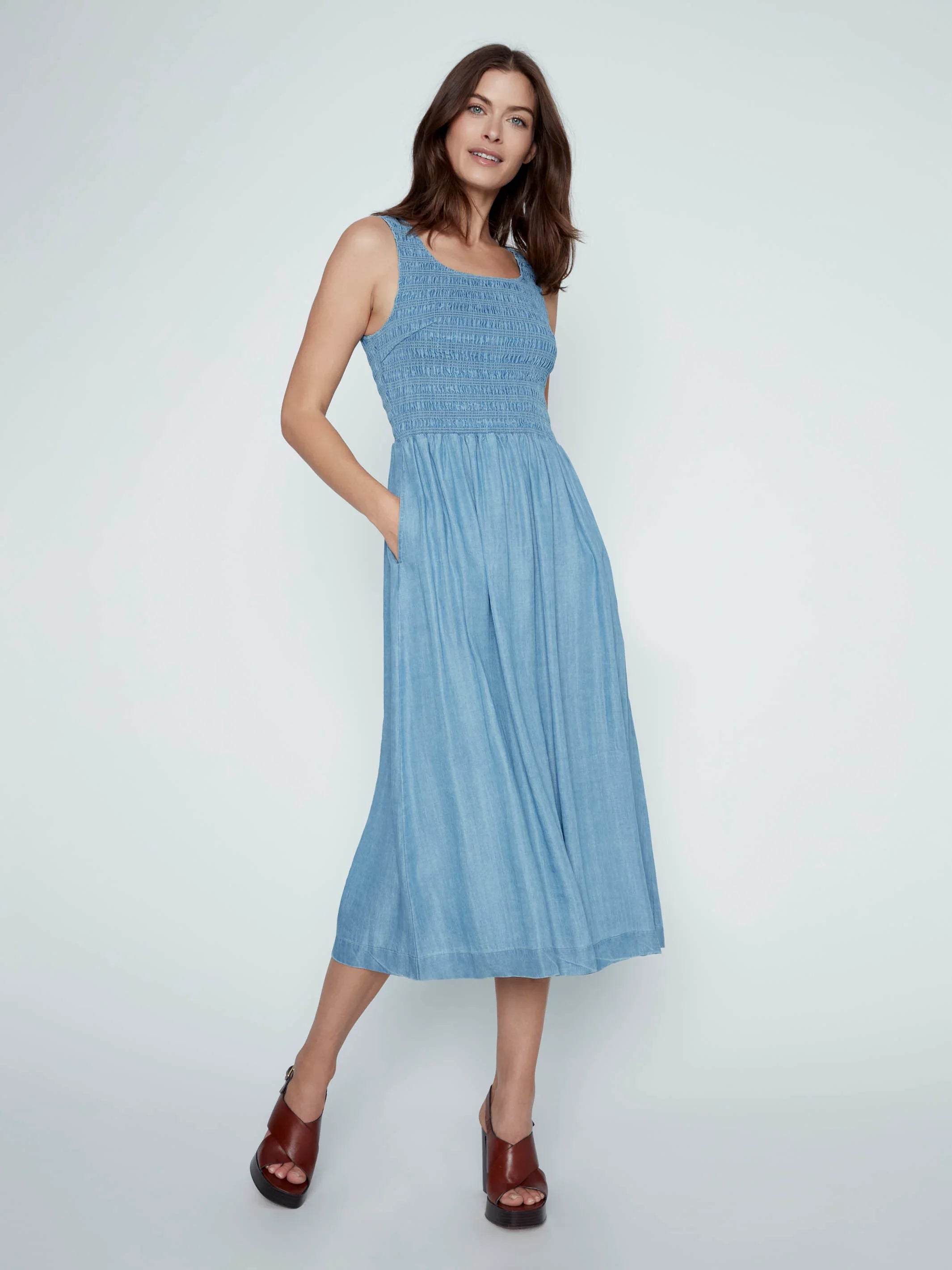 Sleeveless Smocked Maxi Dress