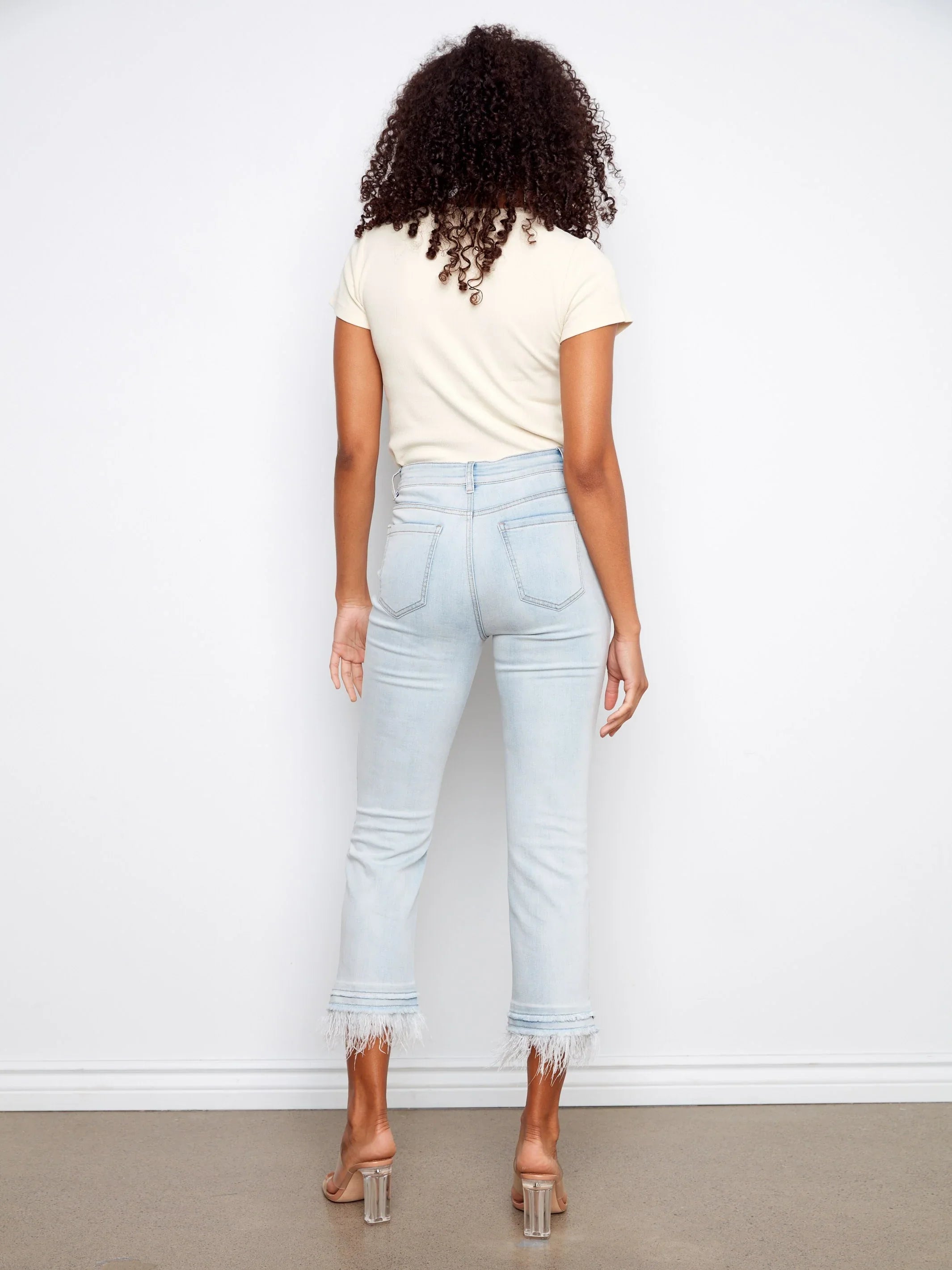 Cropped Denim Flared Pants