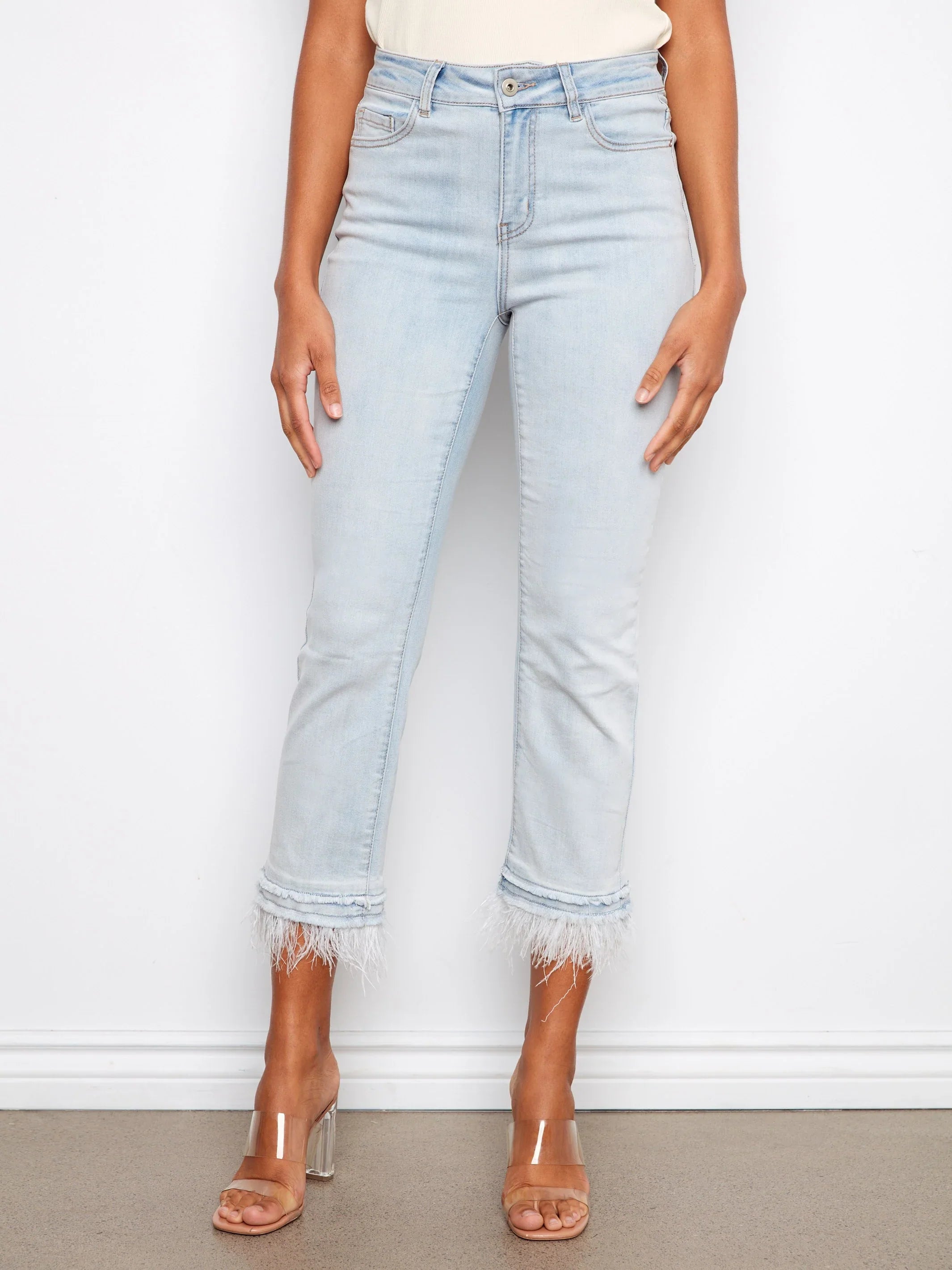 Cropped Denim Flared Pants