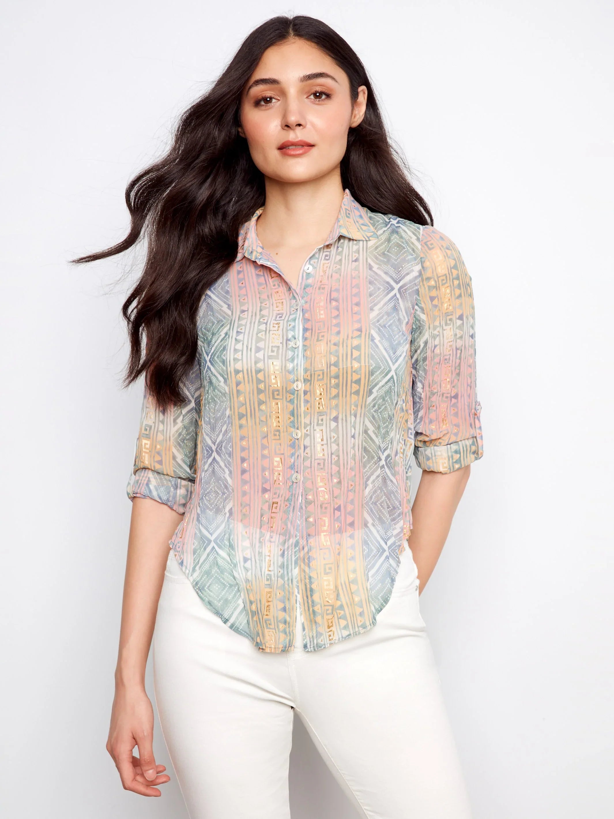 Printed Foil Blouse
