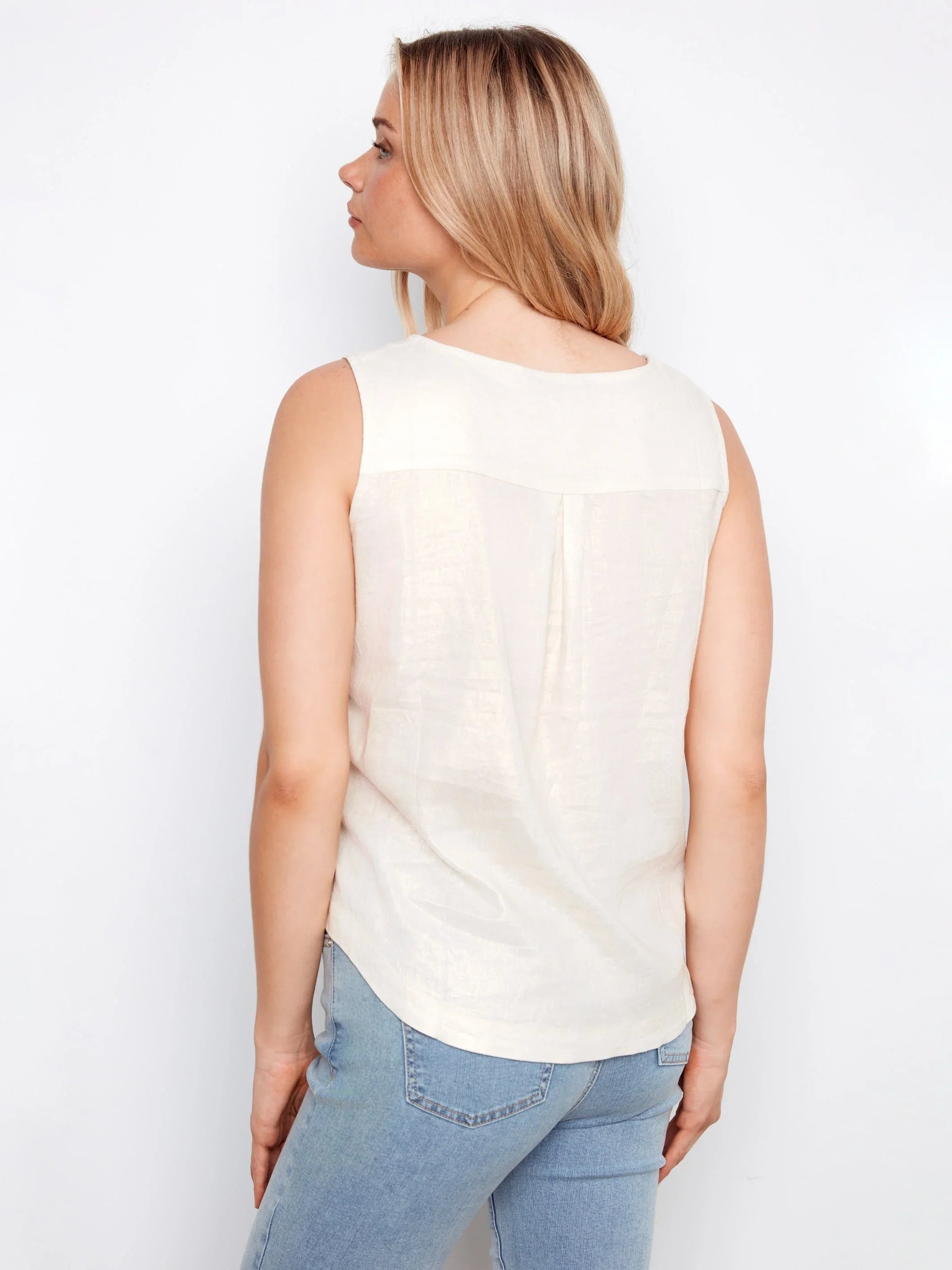 Foil Linen Sleeveless Top
