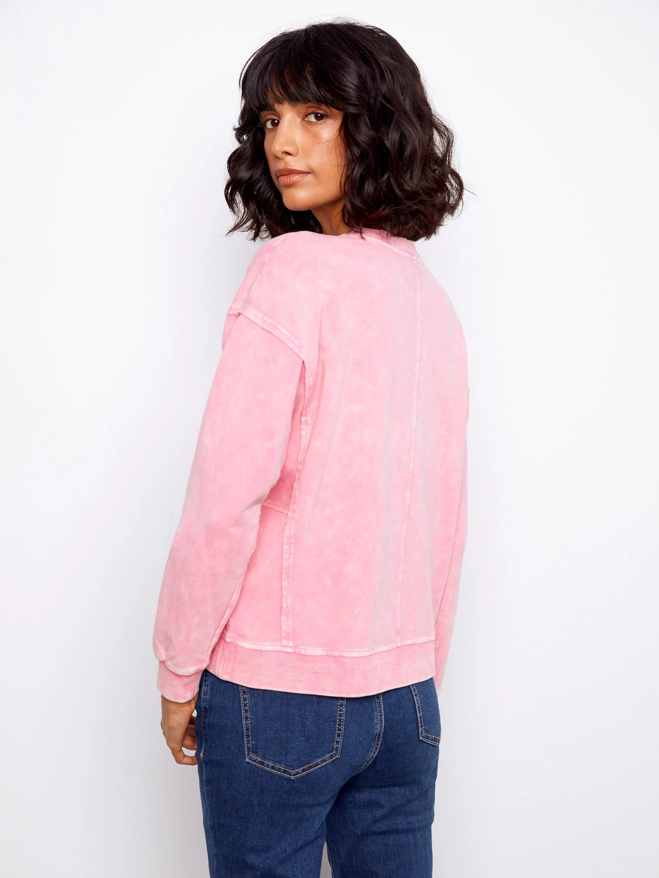 Flower Crew-Neck Long-Sleeve Top