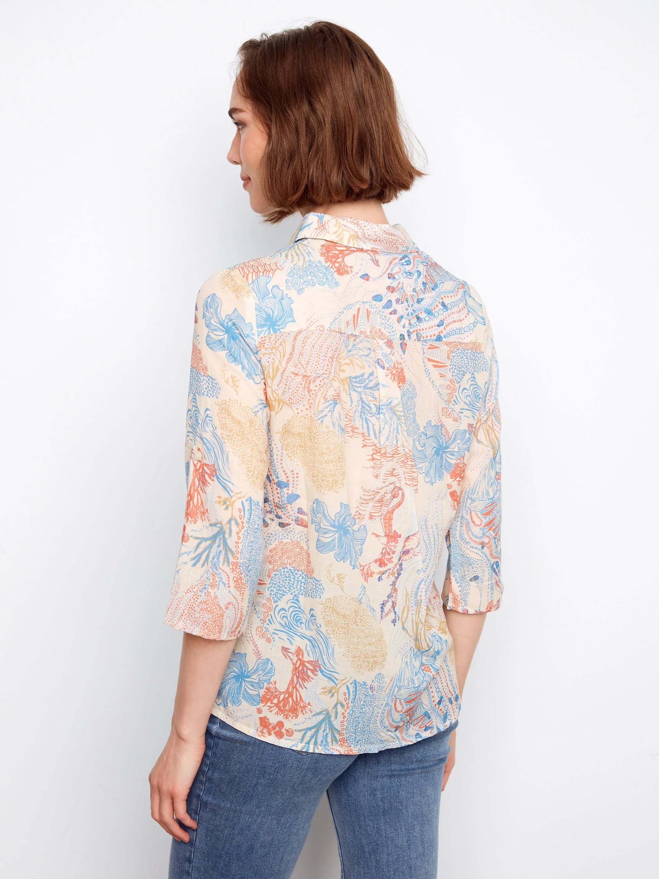 Printed Button-Up Blouse