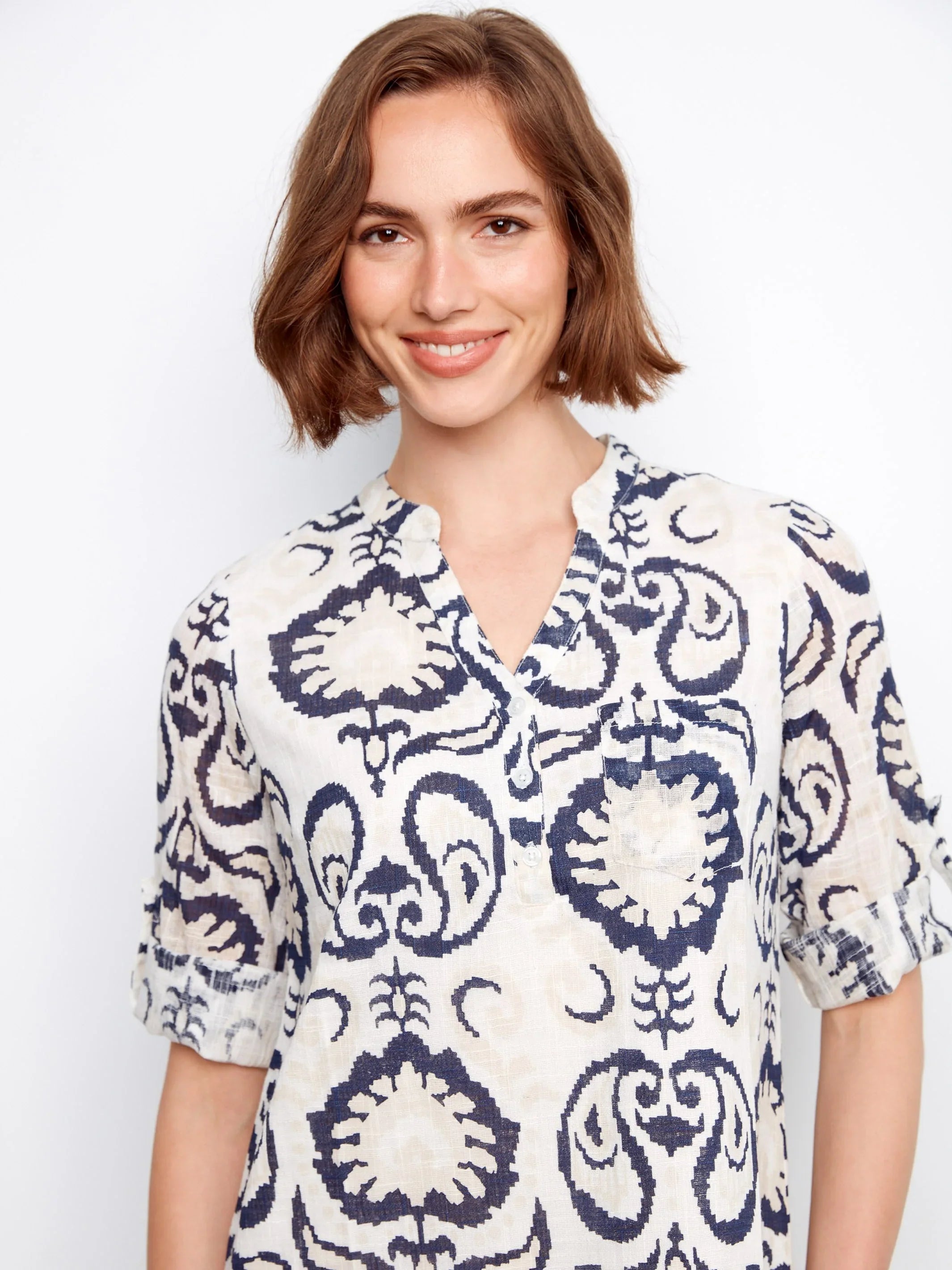 Three-Quarter Sleeve Henley Dress