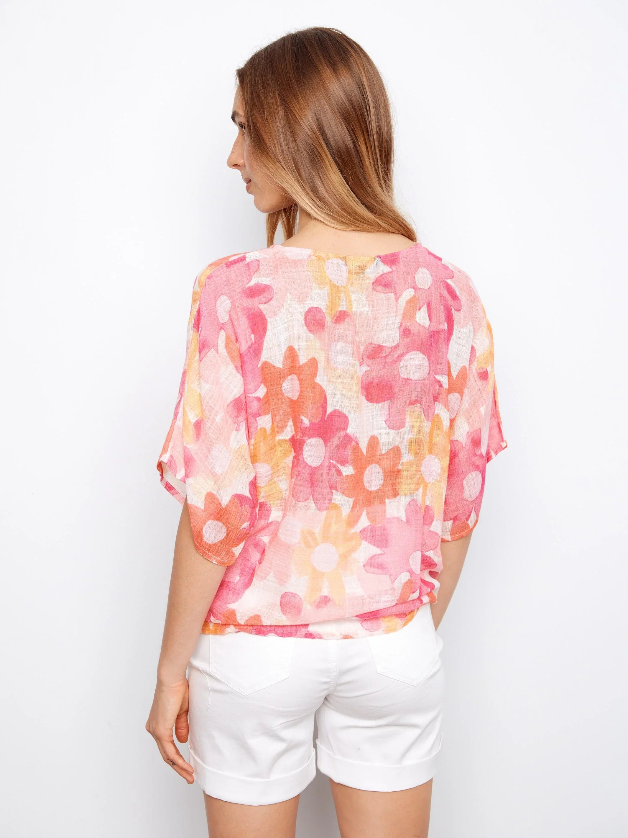Printed Gauze Dolman Blouse